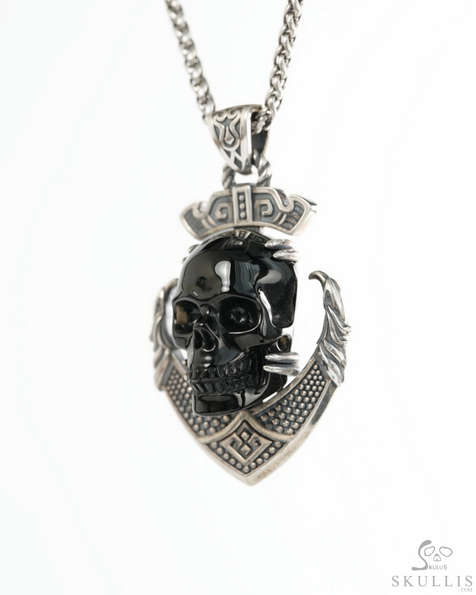 Necklace of 2.5" Black Obsidian Hand Carved Crystal Skull Pendant, Crystal Healing Skull Jewelry, for Women & Men Necklace of 2.5" Black Obsidian Hand Carved Crystal Skull Pendant, Crystal Healing Skull Jewelry, for Women & Men