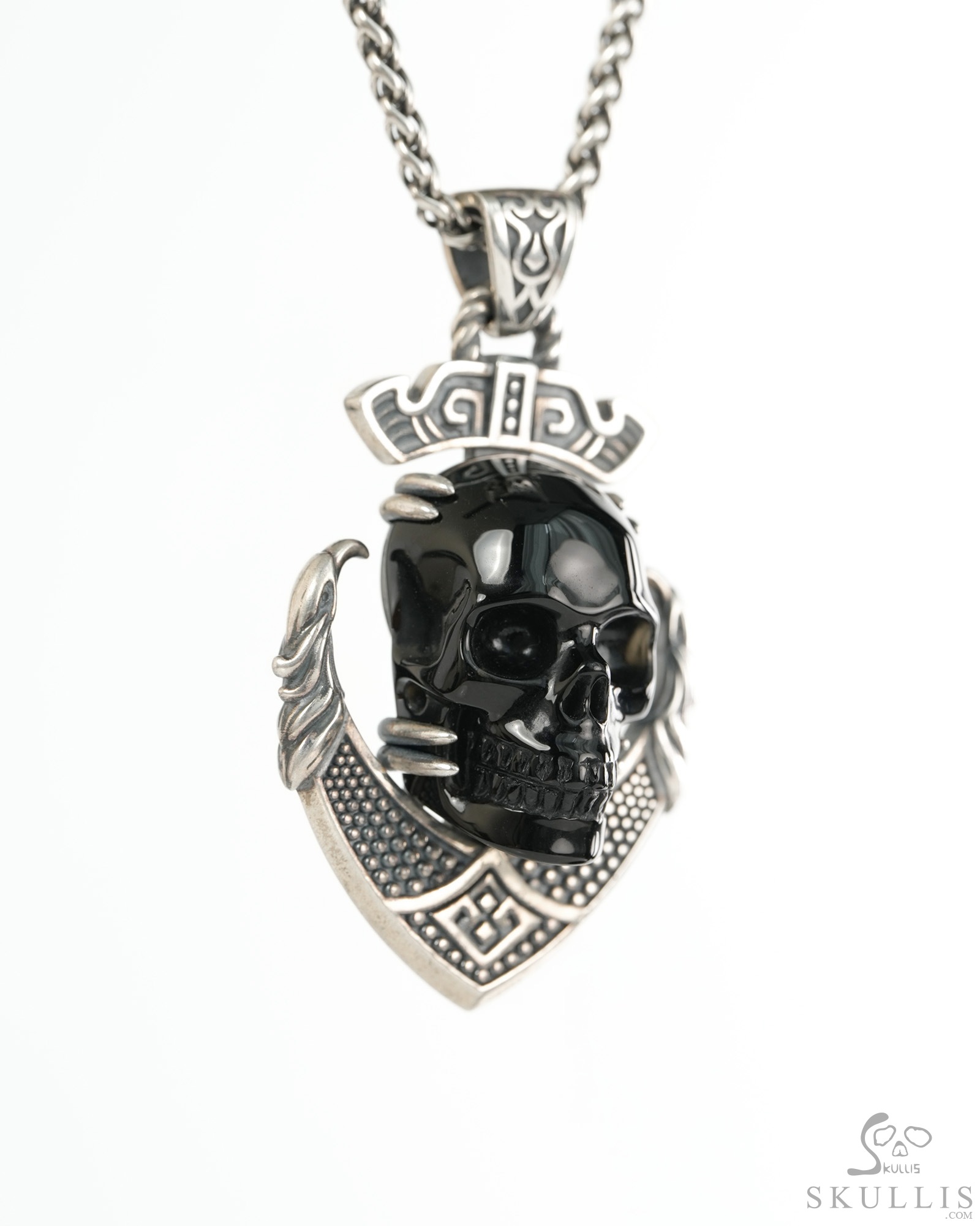 Necklace of 2.5" Black Obsidian Hand Carved Crystal Skull Pendant, Crystal Healing Skull Jewelry, for Women & Men Necklace of 2.5" Black Obsidian Hand Carved Crystal Skull Pendant, Crystal Healing Skull Jewelry, for Women & Men