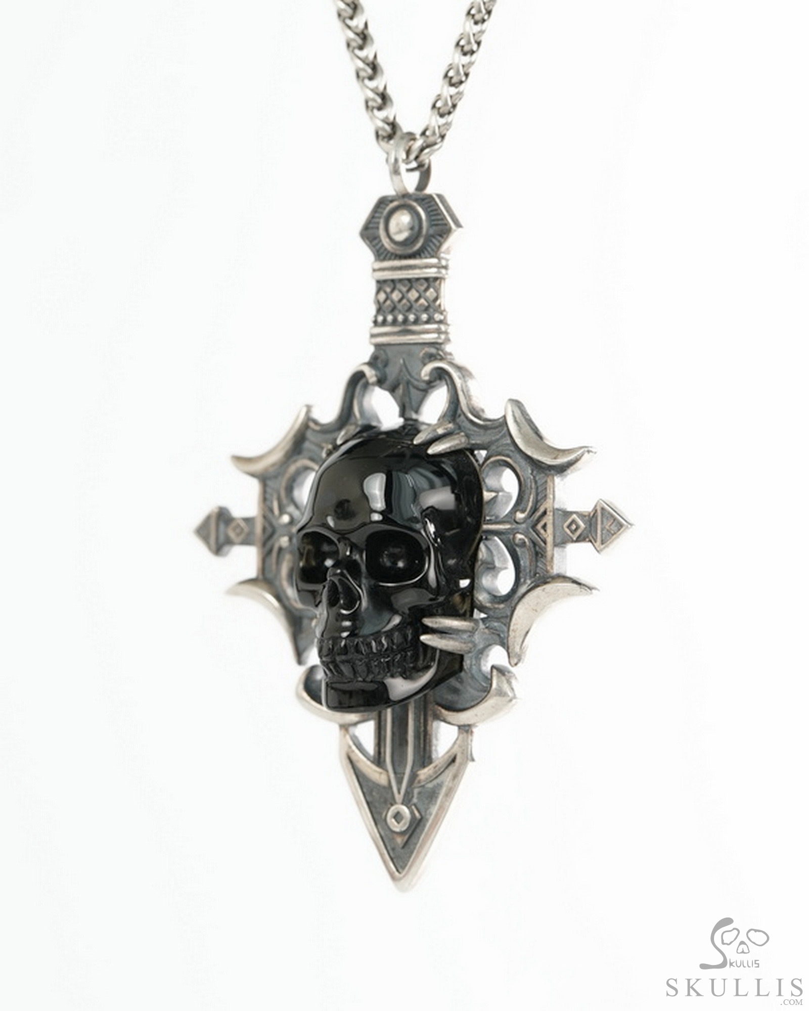 Necklace of 3.0" Black Obsidian Hand Carved Crystal Skull Pendant, Crystal Healing Skull Jewelry, for Women & Men Necklace of 3.0" Black Obsidian Hand Carved Crystal Skull Pendant, Crystal Healing Skull Jewelry, for Women & Men