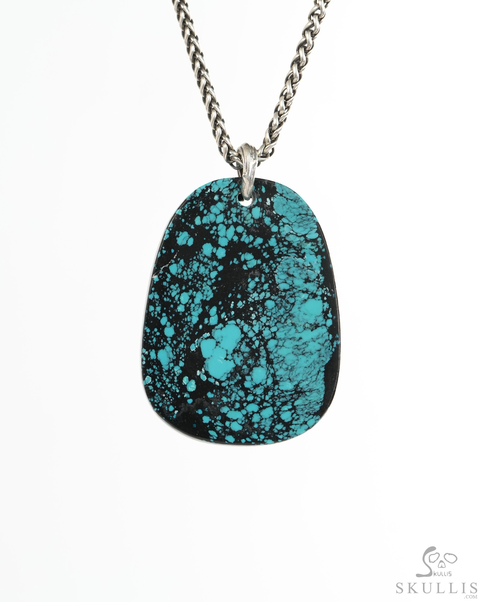 Gemstone Necklace of 2.2" Turquoise Hand Carved Crystal Skull Pendant, Crystal Healing Skull Jewelry, for Women & Men Gemstone Necklace of 2.2" Turquoise Hand Carved Crystal Skull Pendant, Crystal Healing Skull Jewelry, for Women & Men