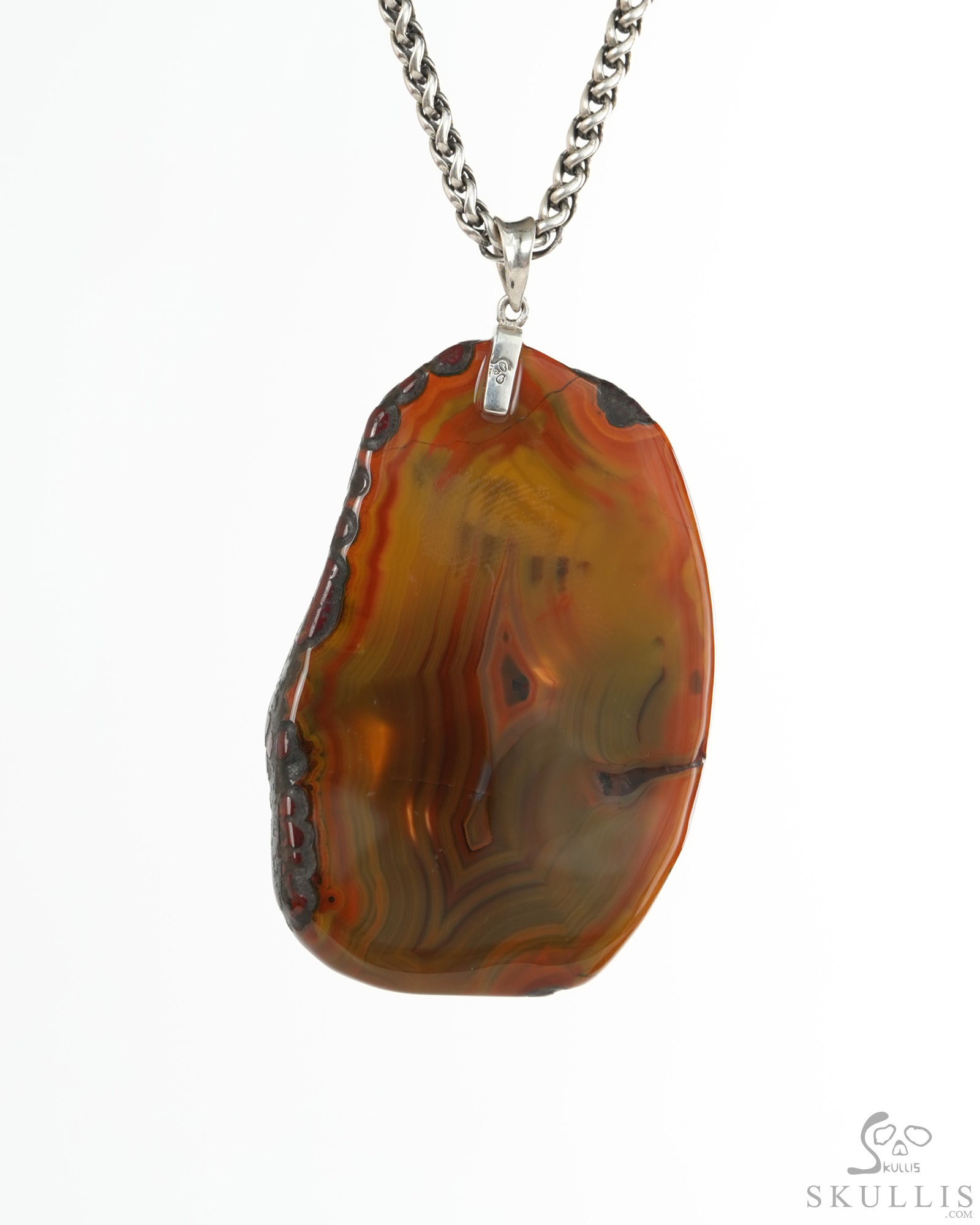 Necklace of 2.4" Empire Red Agate Hand Carved Crystal Skull Pendant, Crystal Healing Skull Jewelry, for Women & Men Necklace of 2.4" Empire Red Agate Hand Carved Crystal Skull Pendant, Crystal Healing Skull Jewelry, for Women & Men