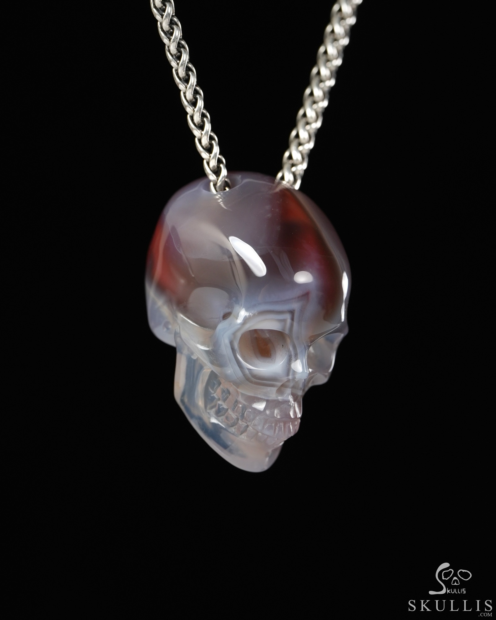 Skullis Signature 1.4" Mozambique Agate Hand Carved Crystal Skull Pendant, Crystal Healing Skull Jewelry, for Women & Men Skullis Signature 1.4" Mozambique Agate Hand Carved Crystal Skull Pendant, Crystal Healing Skull Jewelry, for Women & Men