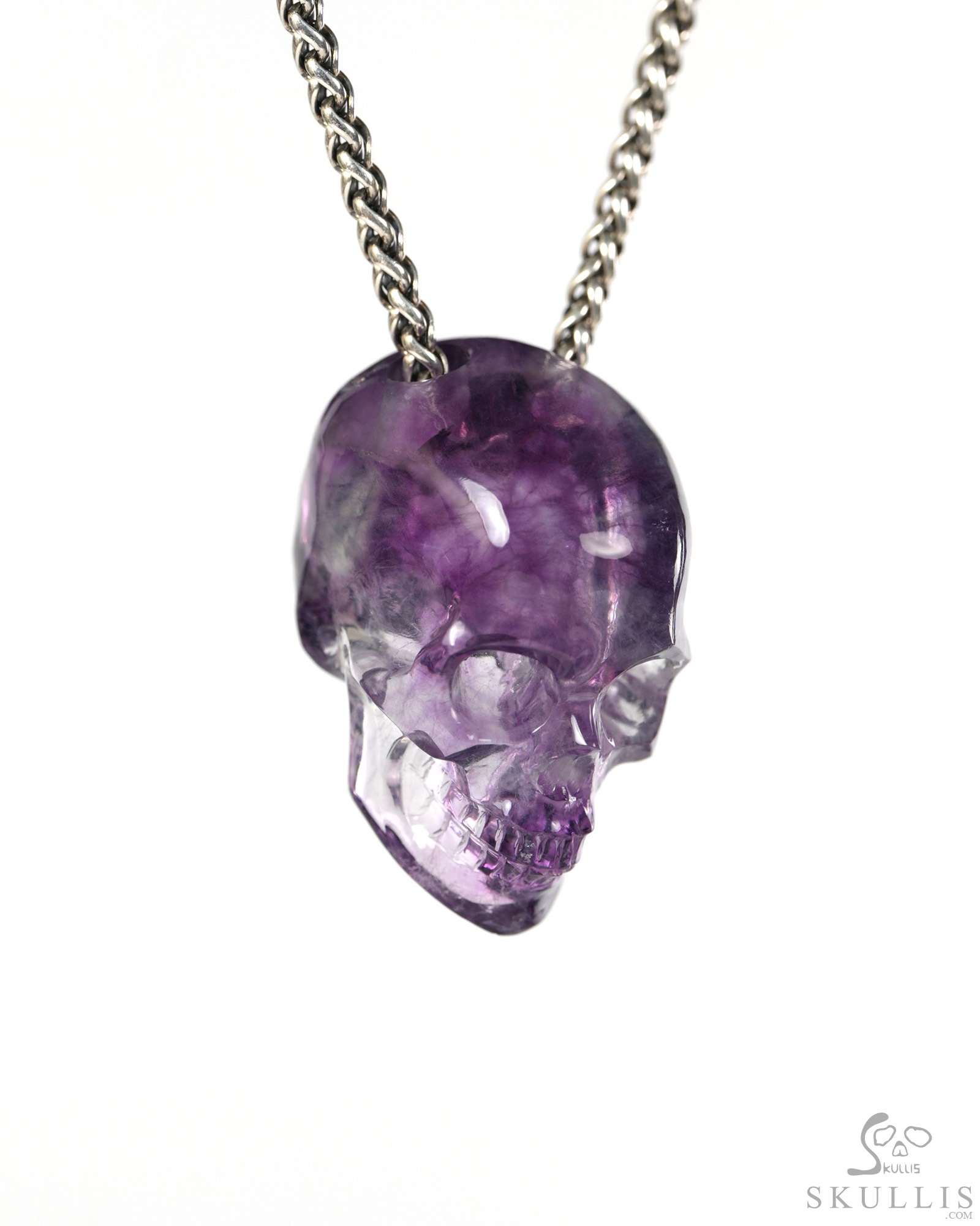 Hollow Essence - 1.4" Fluorite Hand Carved Crystal Skull Pendant, Crystal Healing Skull Jewelry, for Women & Men Hollow Essence - 1.4" Fluorite Hand Carved Crystal Skull Pendant, Crystal Healing Skull Jewelry, for Women & Men