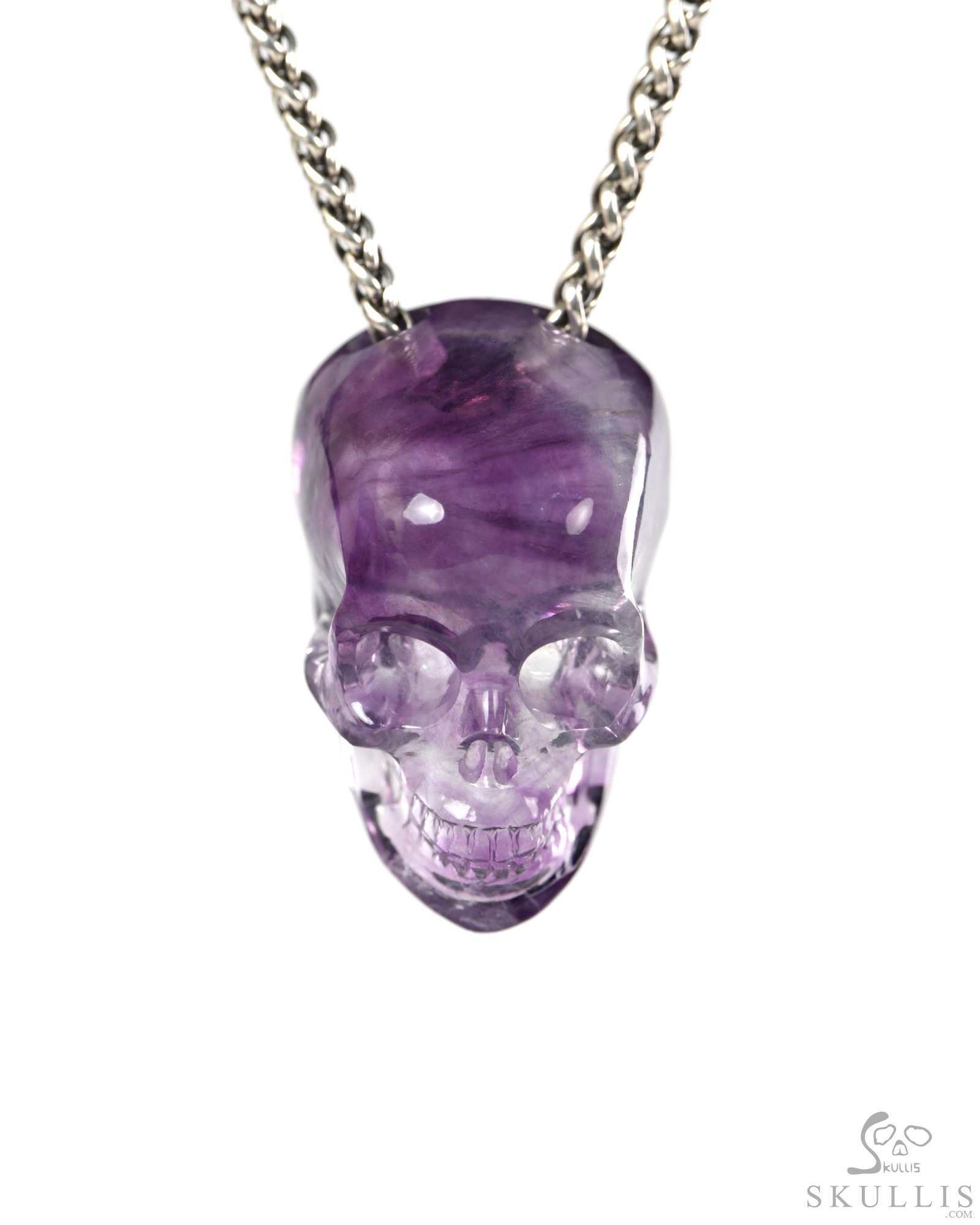 Hollow Essence - 1.4" Fluorite Hand Carved Crystal Skull Pendant, Crystal Healing Skull Jewelry, for Women & Men Hollow Essence - 1.4" Fluorite Hand Carved Crystal Skull Pendant, Crystal Healing Skull Jewelry, for Women & Men