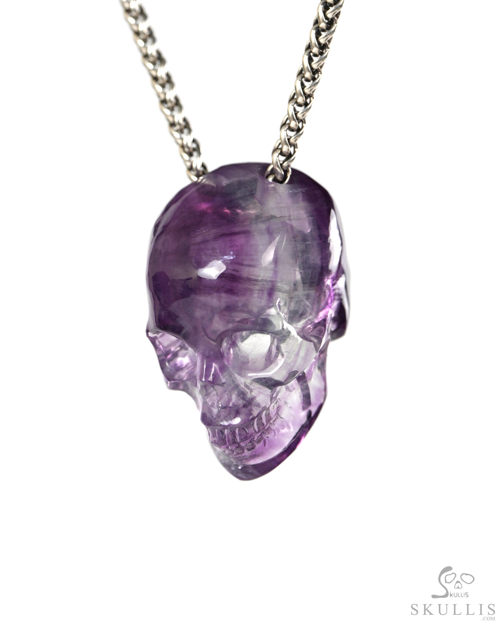 Hollow Essence - 1.4" Fluorite Hand Carved Crystal Skull Pendant, Crystal Healing Skull Jewelry, for Women & Men Hollow Essence - 1.4" Fluorite Hand Carved Crystal Skull Pendant, Crystal Healing Skull Jewelry, for Women & Men