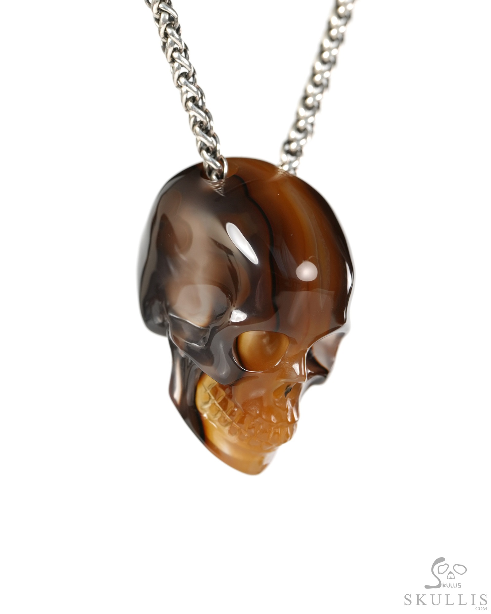Hollow Essence - 1.4" Agate Hand Carved Crystal Skull Pendant, Crystal Healing Skull Jewelry, for Women & Men Hollow Essence - 1.4" Agate Hand Carved Crystal Skull Pendant, Crystal Healing Skull Jewelry, for Women & Men