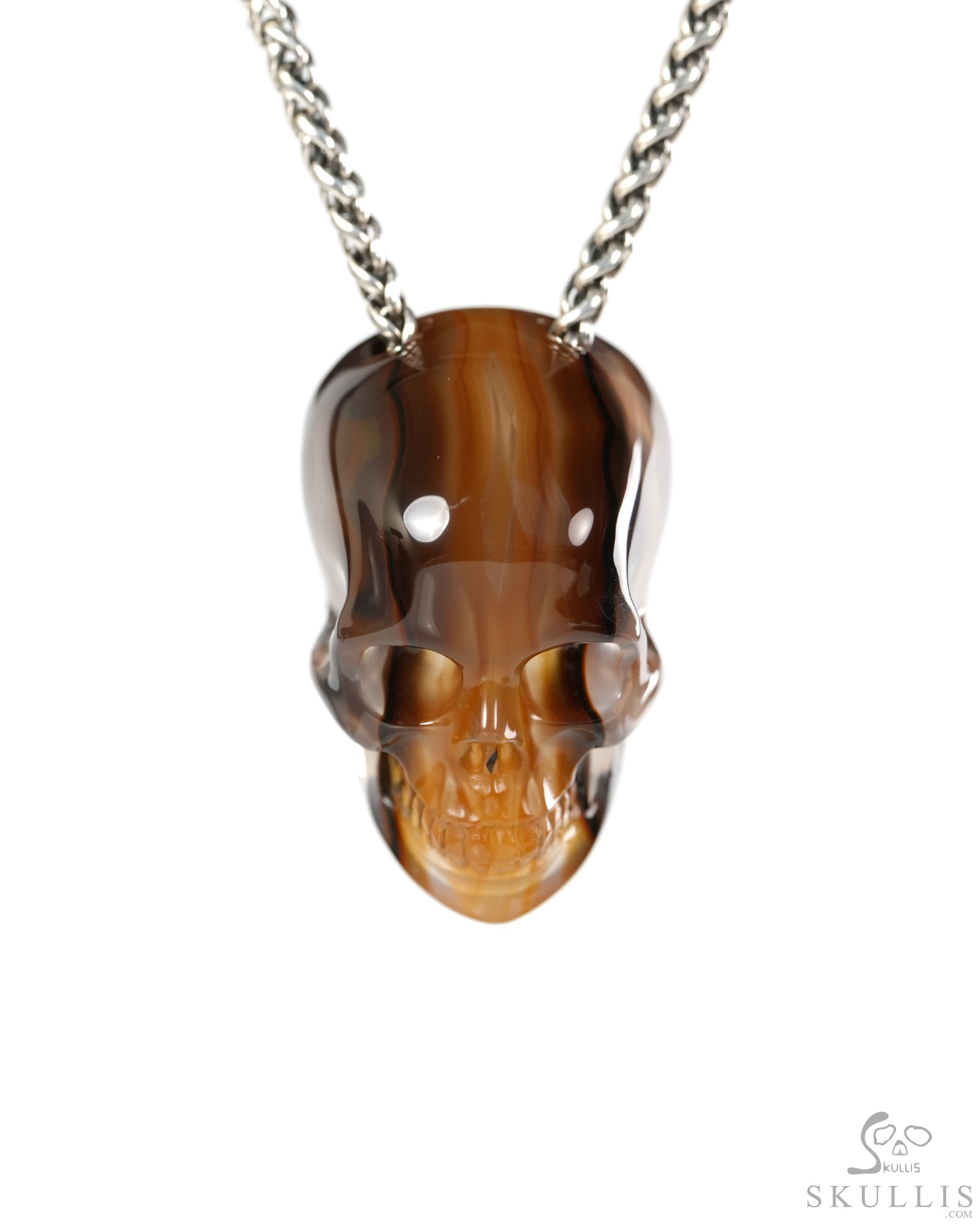 Hollow Essence - 1.4" Agate Hand Carved Crystal Skull Pendant, Crystal Healing Skull Jewelry, for Women & Men Hollow Essence - 1.4" Agate Hand Carved Crystal Skull Pendant, Crystal Healing Skull Jewelry, for Women & Men