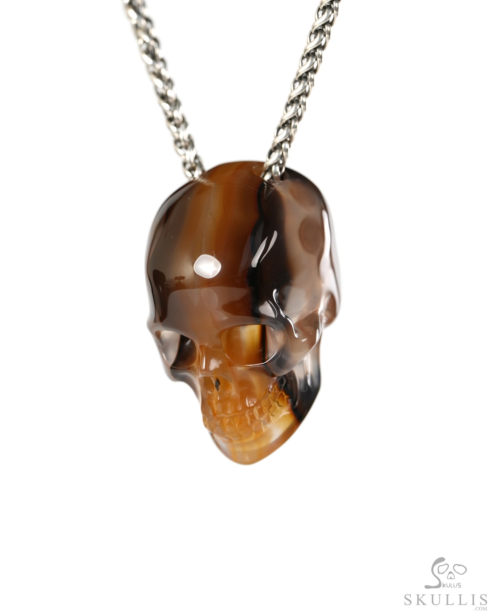 Hollow Essence - 1.4" Agate Hand Carved Crystal Skull Pendant, Crystal Healing Skull Jewelry, for Women & Men Hollow Essence - 1.4" Agate Hand Carved Crystal Skull Pendant, Crystal Healing Skull Jewelry, for Women & Men