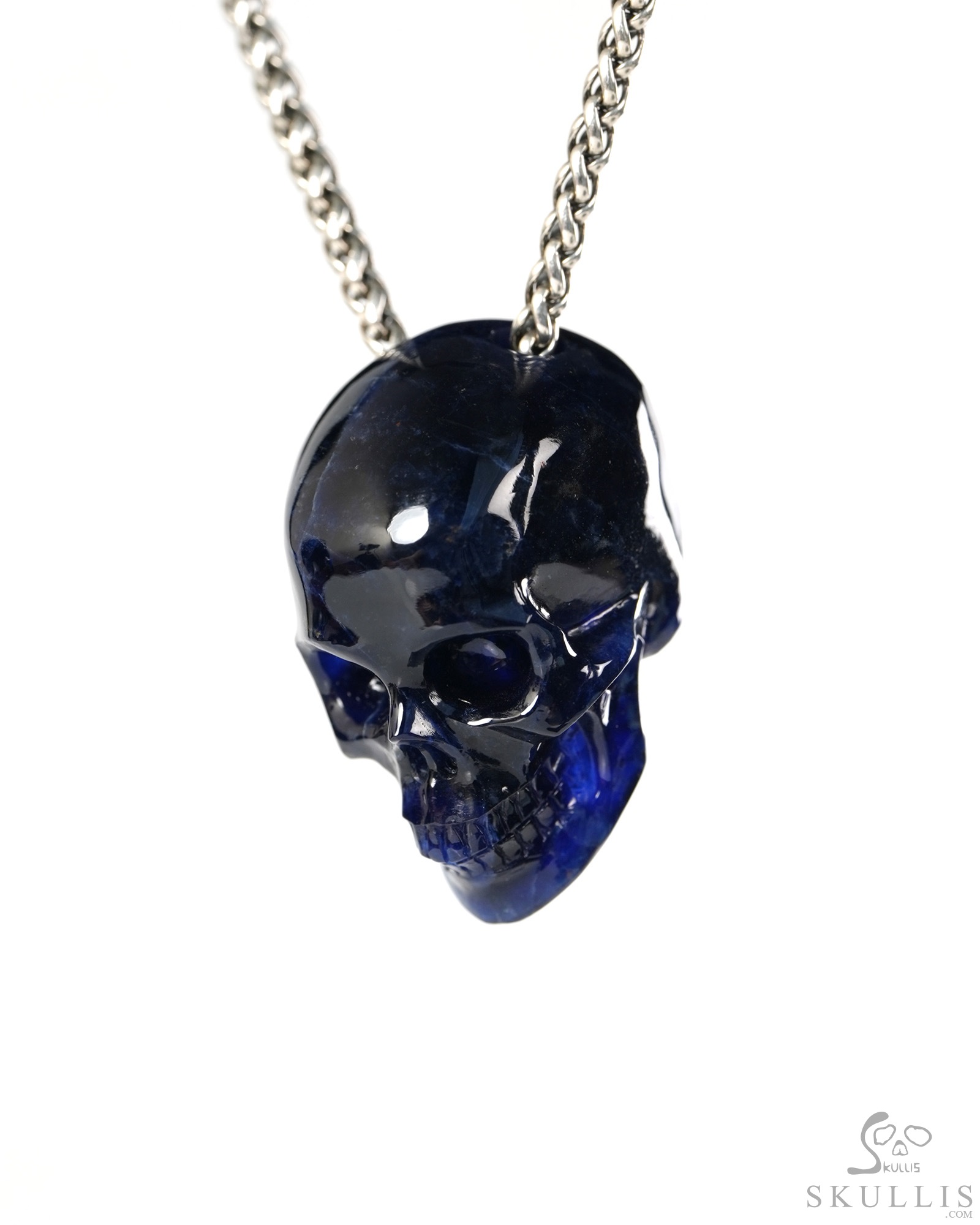 Hollow Essence - 1.4" Sodalite Hand Carved Crystal Skull Pendant, Crystal Healing Skull Jewelry, for Women & Men Hollow Essence - 1.4" Sodalite Hand Carved Crystal Skull Pendant, Crystal Healing Skull Jewelry, for Women & Men