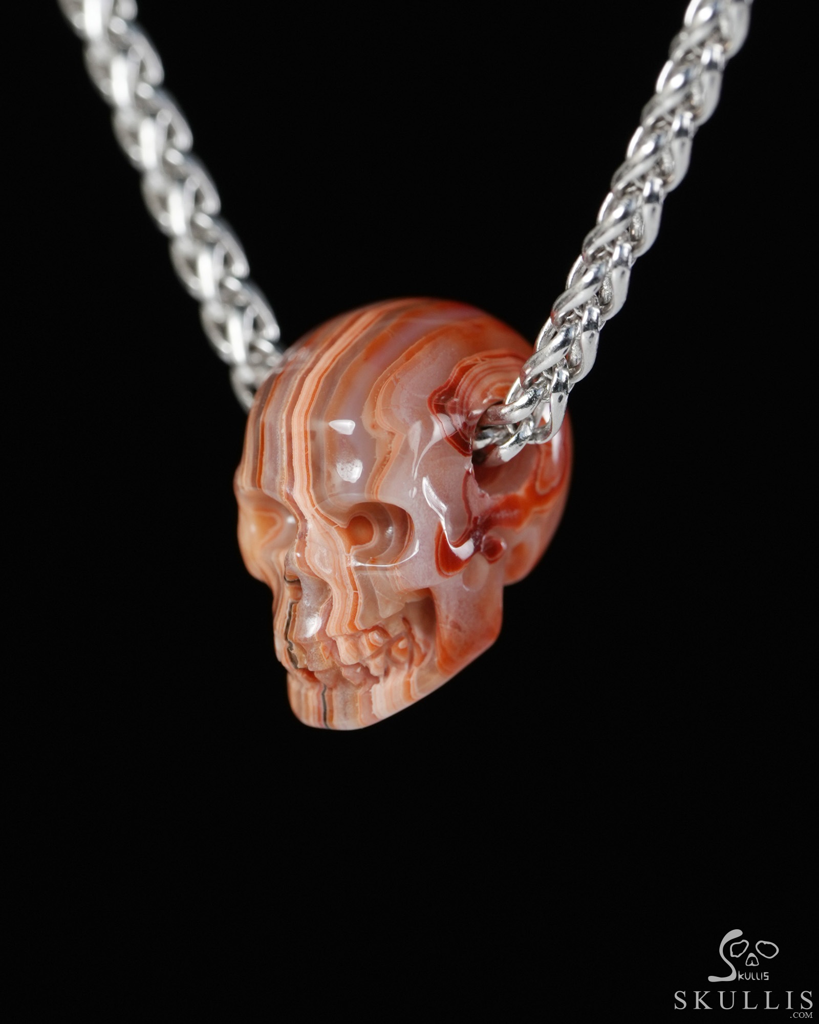 Minimalist Skull Pendant - 0.6" Red Crazy Lace Agate Hand Carved Crystal Skull Pendant, Crystal Healing Skull Jewelry, for Women & Men Minimalist Skull Pendant - 0.6" Red Crazy Lace Agate Hand Carved Crystal Skull Pendant, Crystal Healing Skull Jewelry, for Women & Men