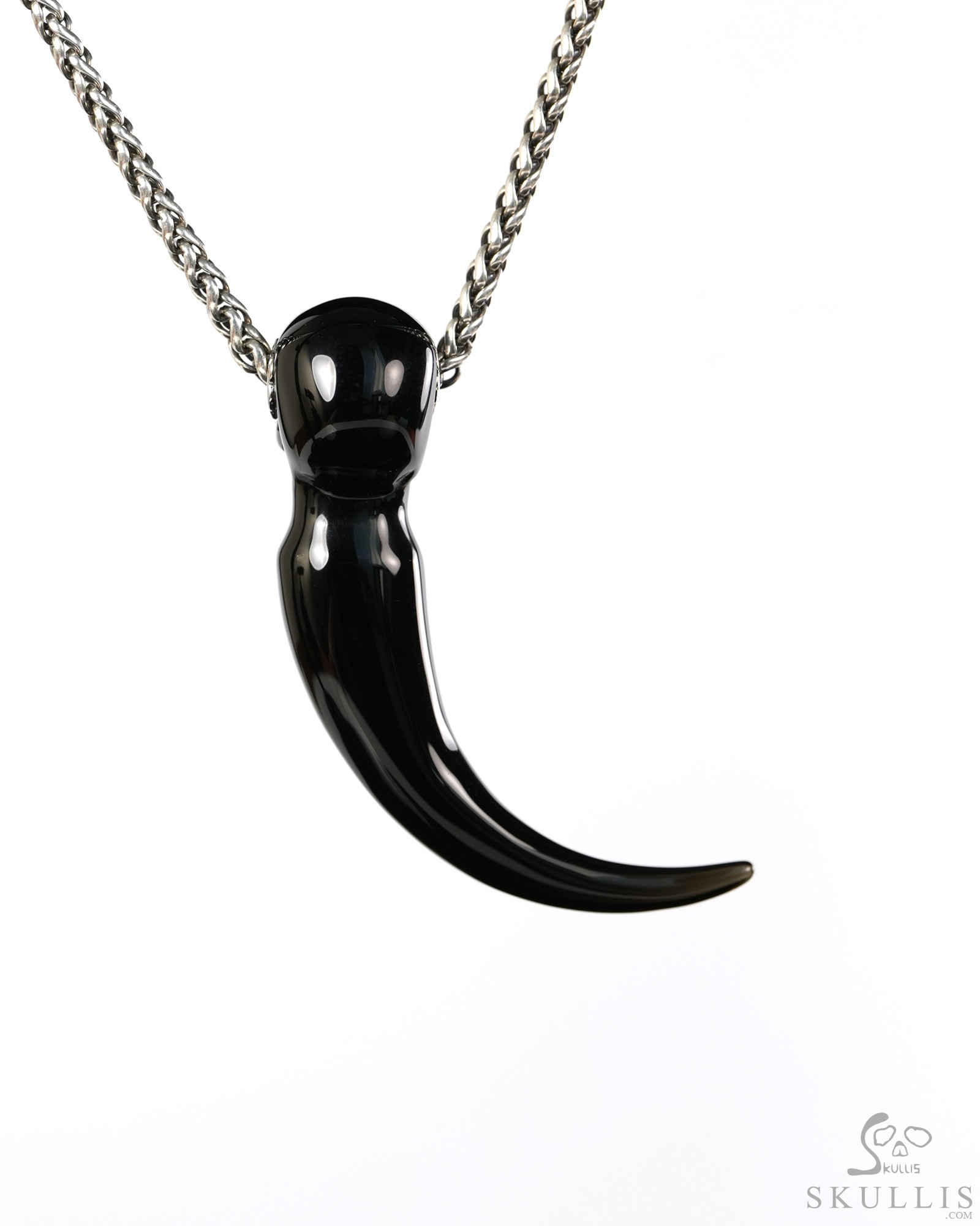 Dragon Tooth Skull Pendant - Black Obsidian Hand Carved Crystal Skull Pendant, Crystal Healing Skull Jewelry, for Women & Men Dragon Tooth Skull Pendant - Black Obsidian Hand Carved Crystal Skull Pendant, Crystal Healing Skull Jewelry, for Women & Men