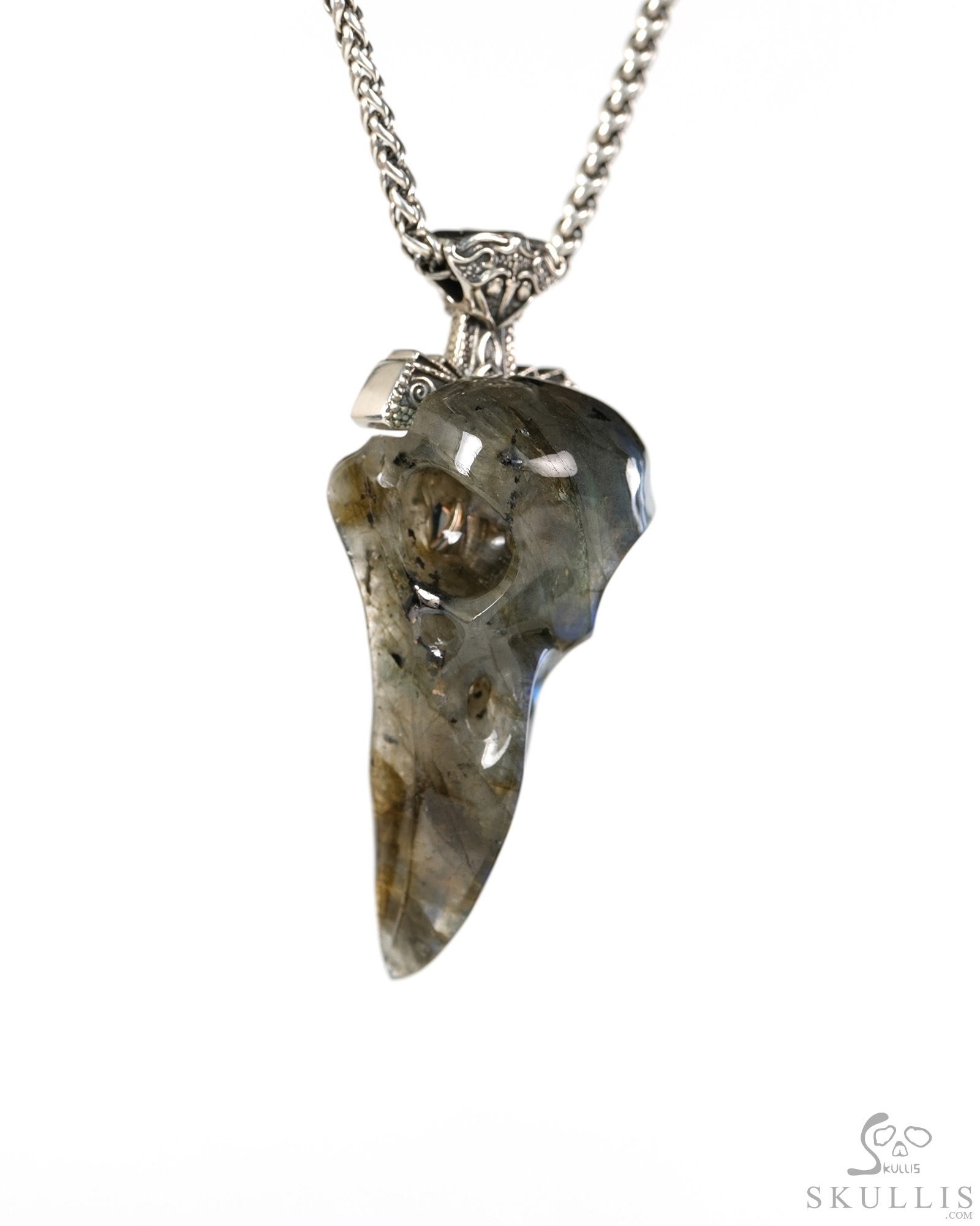 Raven Skull Hidden Sword - 2.6" Labradorite Hand Carved Crystal Skull Pendant, Crystal Healing Skull Jewelry, for Women & Men Raven Skull Hidden Sword - 2.6" Labradorite Hand Carved Crystal Skull Pendant, Crystal Healing Skull Jewelry, for Women & Men