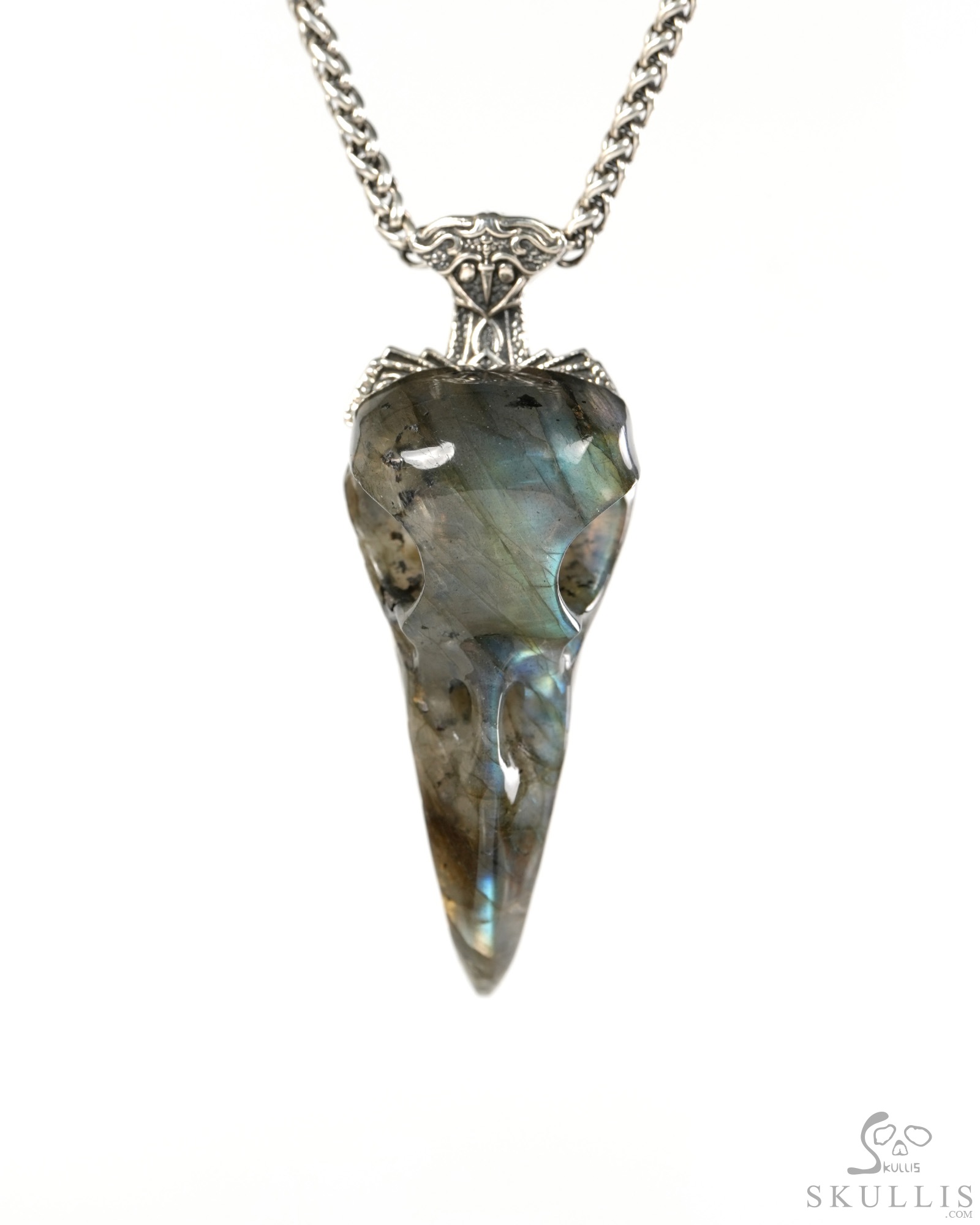 Raven Skull Hidden Sword - 2.6" Labradorite Hand Carved Crystal Skull Pendant, Crystal Healing Skull Jewelry, for Women & Men Raven Skull Hidden Sword - 2.6" Labradorite Hand Carved Crystal Skull Pendant, Crystal Healing Skull Jewelry, for Women & Men