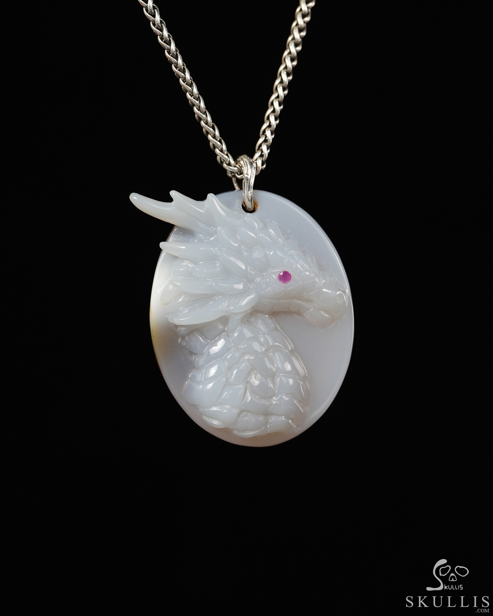 Skullis 2.2" Agate Hand Carved Crystal Dragon Pendant, Crystal Healing Skull Jewelry, for Women & Men Skullis 2.2" Agate Hand Carved Crystal Dragon Pendant, Crystal Healing Skull Jewelry, for Women & Men