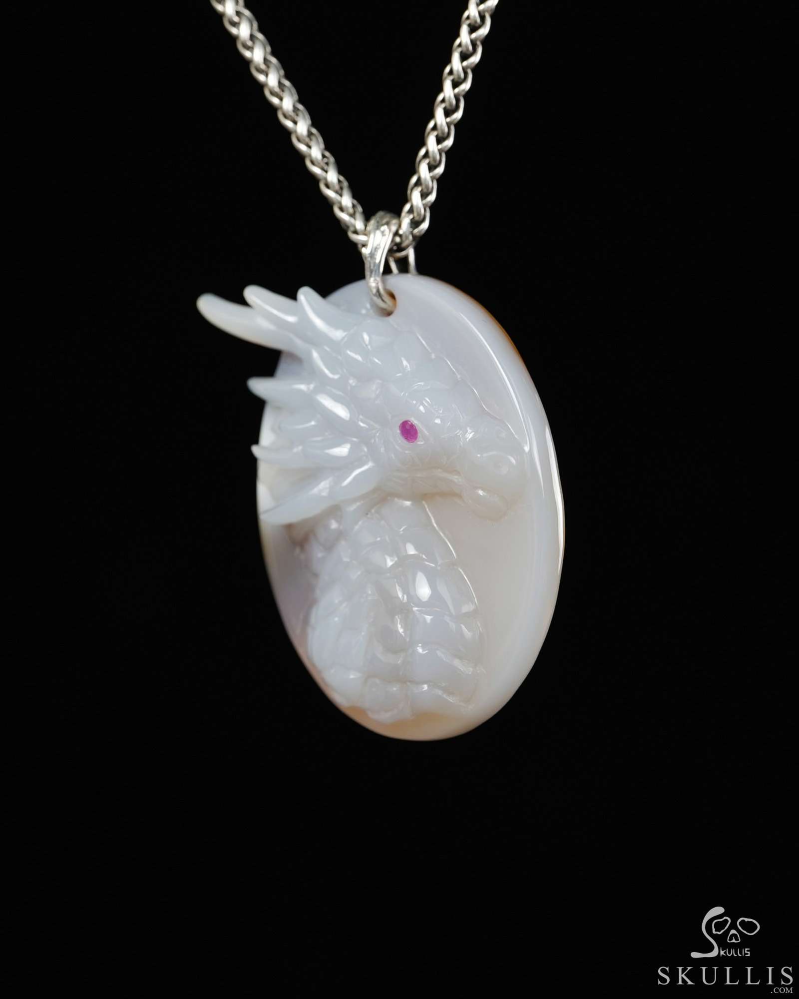 Skullis 2.2" Agate Hand Carved Crystal Dragon Pendant, Crystal Healing Skull Jewelry, for Women & Men Skullis 2.2" Agate Hand Carved Crystal Dragon Pendant, Crystal Healing Skull Jewelry, for Women & Men
