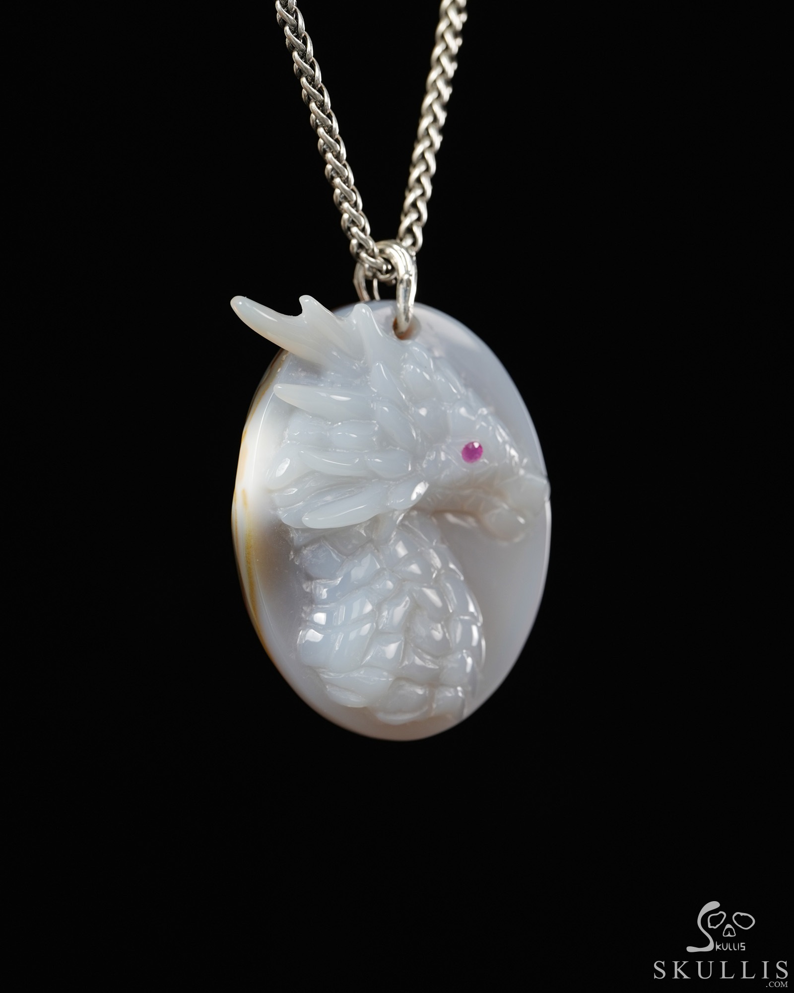 Skullis 2.2" Agate Hand Carved Crystal Dragon Pendant, Crystal Healing Skull Jewelry, for Women & Men Skullis 2.2" Agate Hand Carved Crystal Dragon Pendant, Crystal Healing Skull Jewelry, for Women & Men