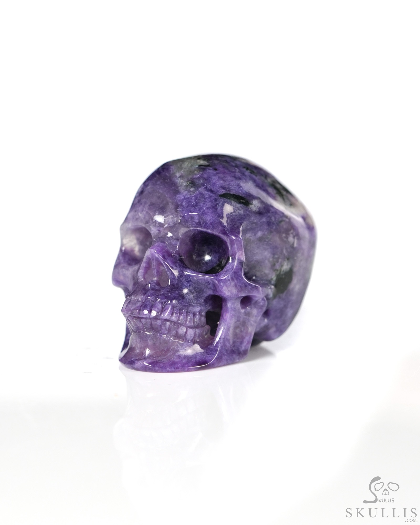 Gemstone 1.5" Russian Charoite Hand Carved Crystal Skull, Super Realistic, Crystal Healing Gemstone 1.5" Russian Charoite Hand Carved Crystal Skull, Super Realistic, Crystal Healing