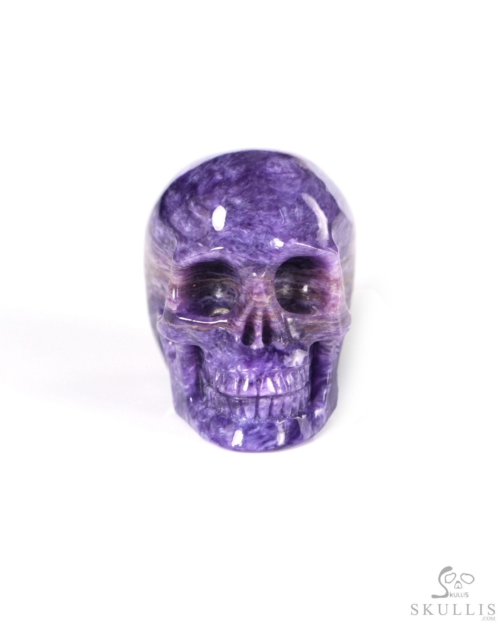 Gemstone 1.1" Russian Charoite Hand Carved Crystal Skull, Realistic, Crystal Healing Gemstone 1.1" Russian Charoite Hand Carved Crystal Skull, Realistic, Crystal Healing