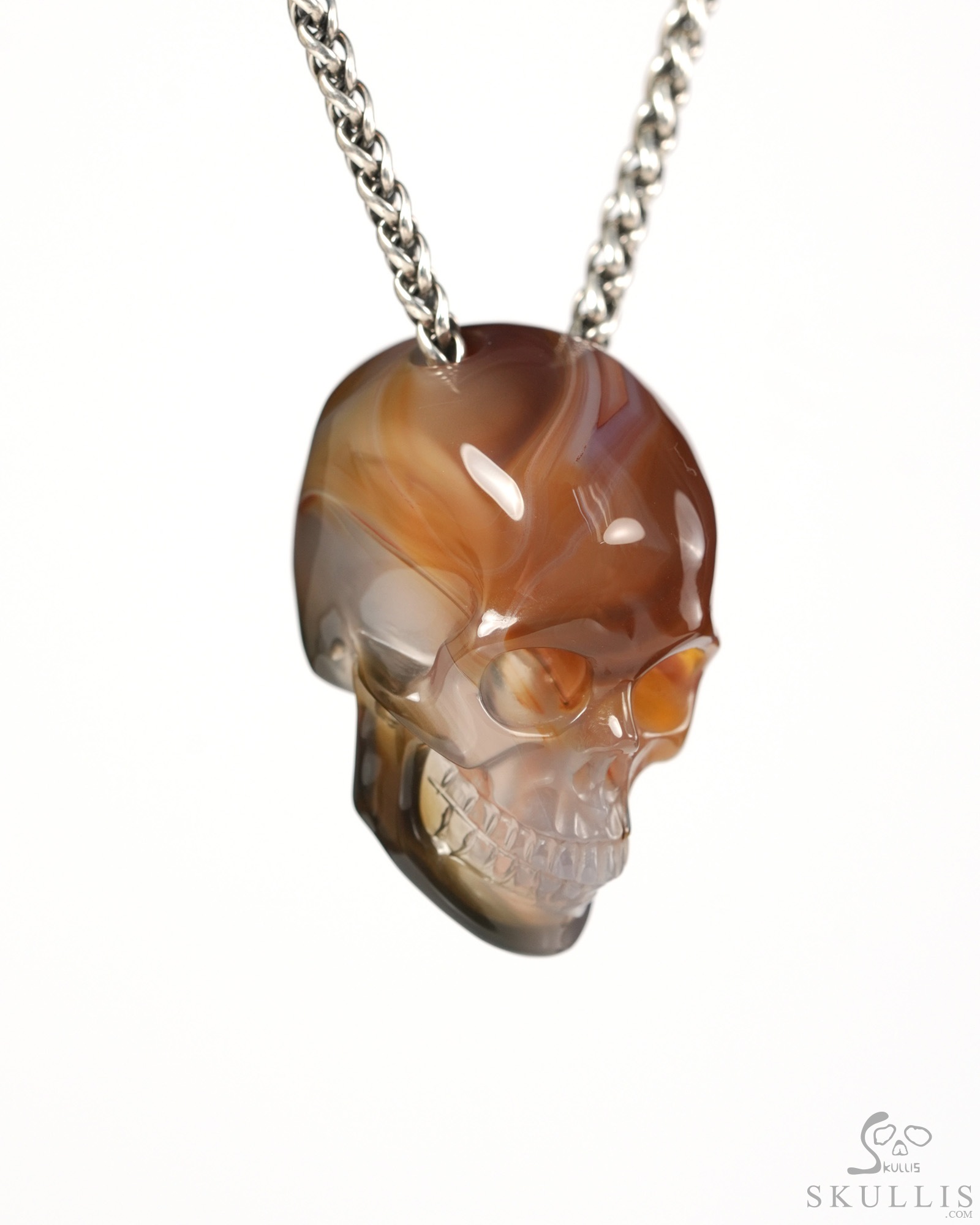 Hollow Essence - 1.4" Agate Hand Carved Crystal Skull Pendant, Crystal Healing Skull Jewelry, for Women & Men Hollow Essence - 1.4" Agate Hand Carved Crystal Skull Pendant, Crystal Healing Skull Jewelry, for Women & Men