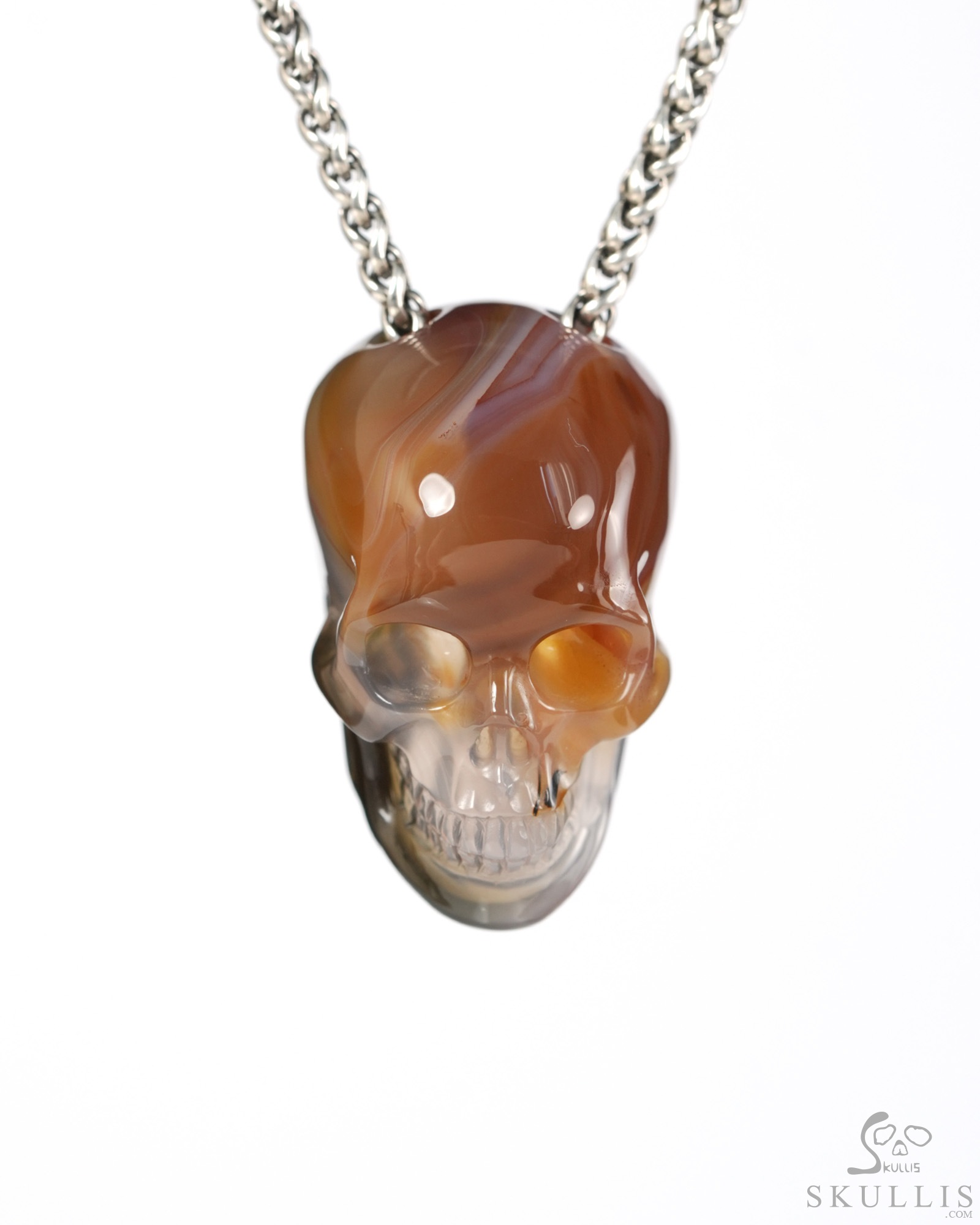 Hollow Essence - 1.4" Agate Hand Carved Crystal Skull Pendant, Crystal Healing Skull Jewelry, for Women & Men Hollow Essence - 1.4" Agate Hand Carved Crystal Skull Pendant, Crystal Healing Skull Jewelry, for Women & Men