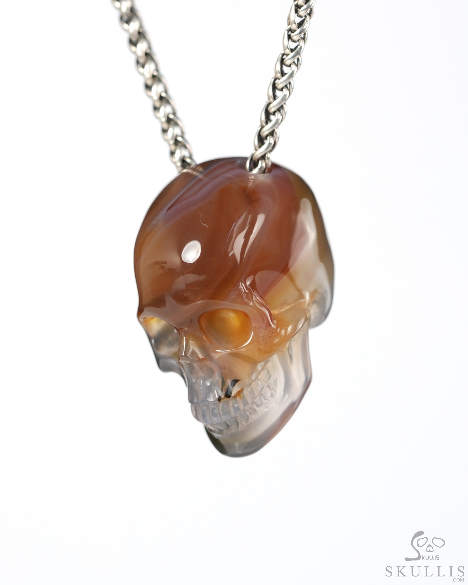 Hollow Essence - 1.4" Agate Hand Carved Crystal Skull Pendant, Crystal Healing Skull Jewelry, for Women & Men Hollow Essence - 1.4" Agate Hand Carved Crystal Skull Pendant, Crystal Healing Skull Jewelry, for Women & Men