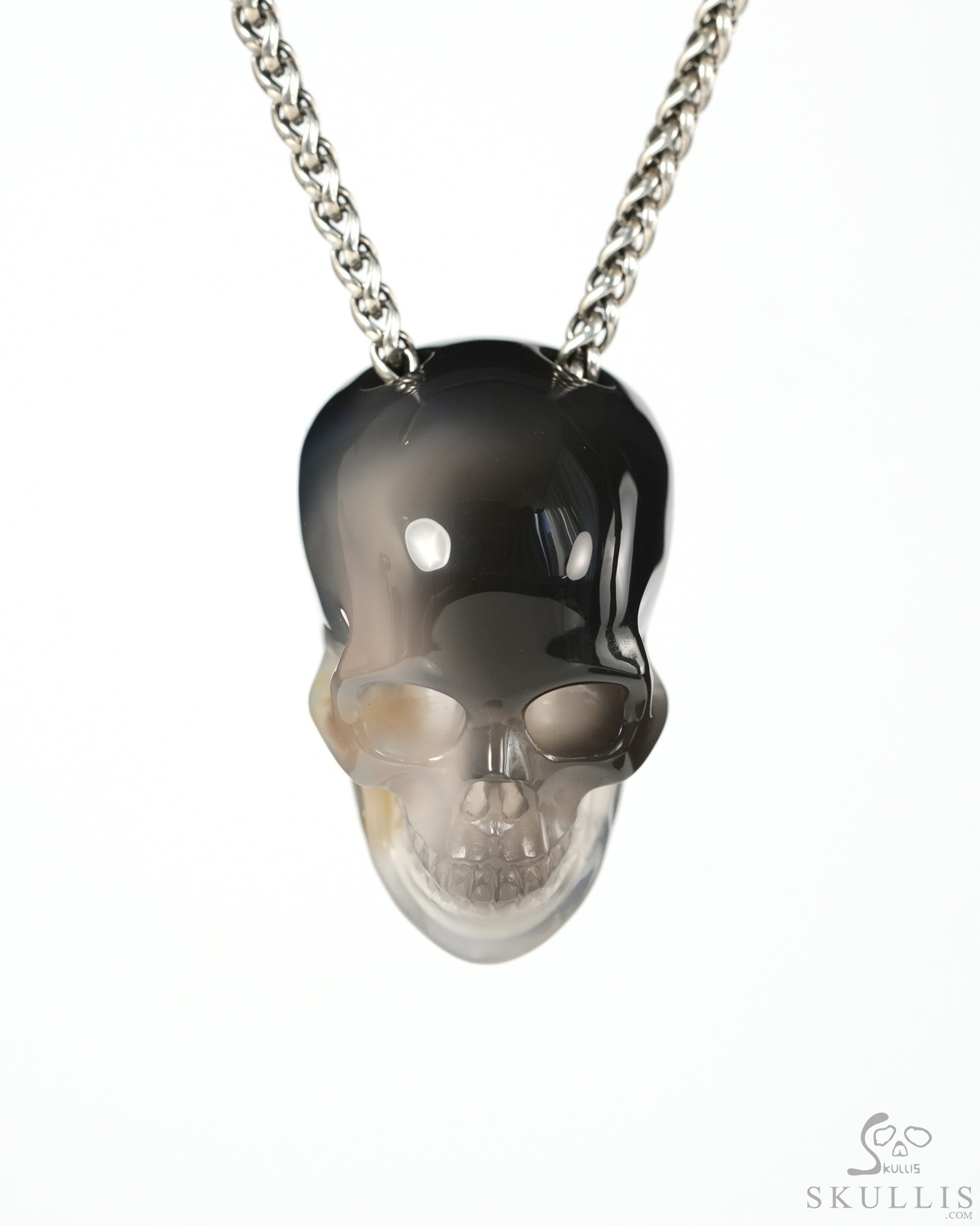 Hollow Essence - 1.4" Agate Hand Carved Crystal Skull Pendant, Crystal Healing Skull Jewelry, for Women & Men Hollow Essence - 1.4" Agate Hand Carved Crystal Skull Pendant, Crystal Healing Skull Jewelry, for Women & Men
