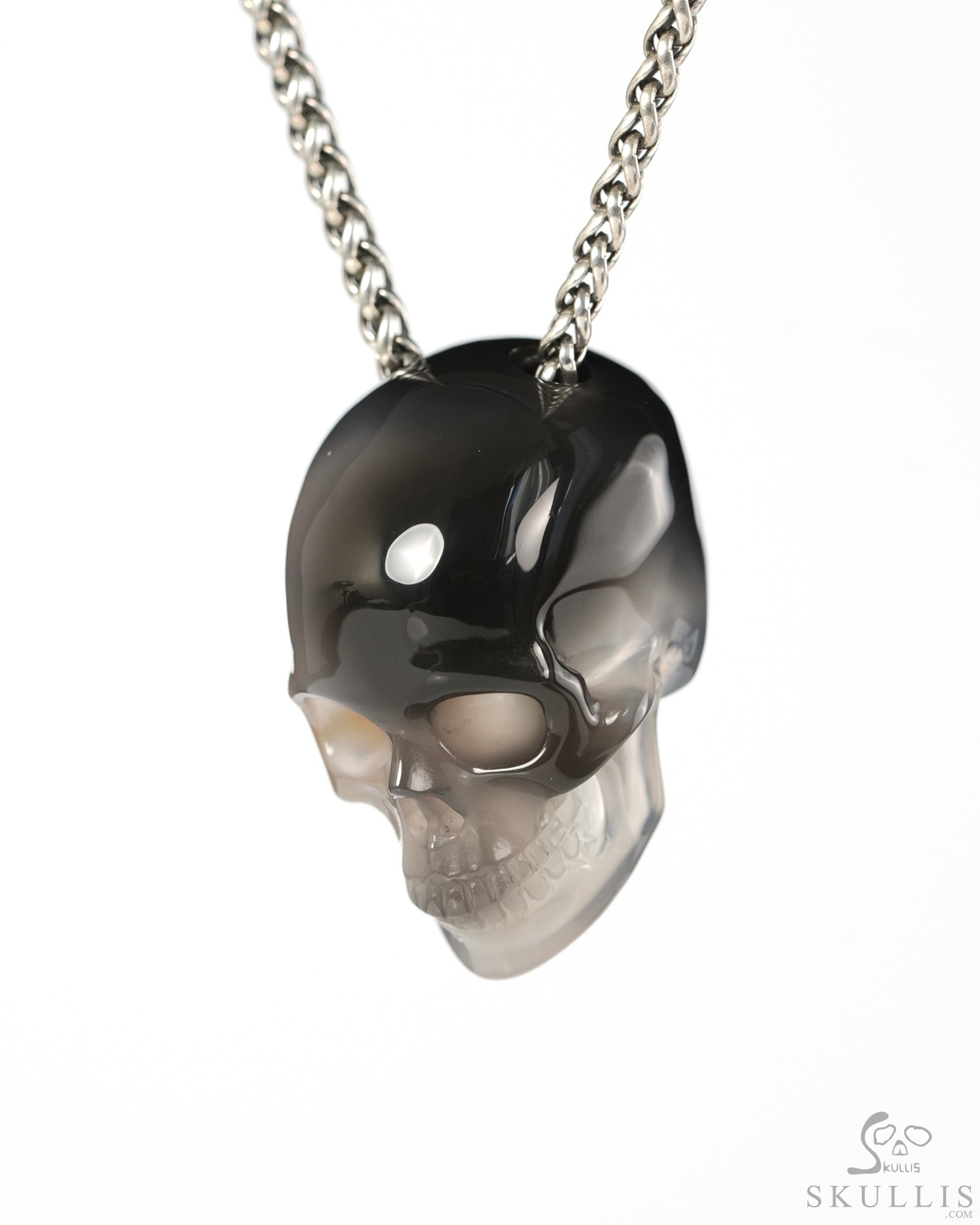 Hollow Essence - 1.4" Agate Hand Carved Crystal Skull Pendant, Crystal Healing Skull Jewelry, for Women & Men Hollow Essence - 1.4" Agate Hand Carved Crystal Skull Pendant, Crystal Healing Skull Jewelry, for Women & Men