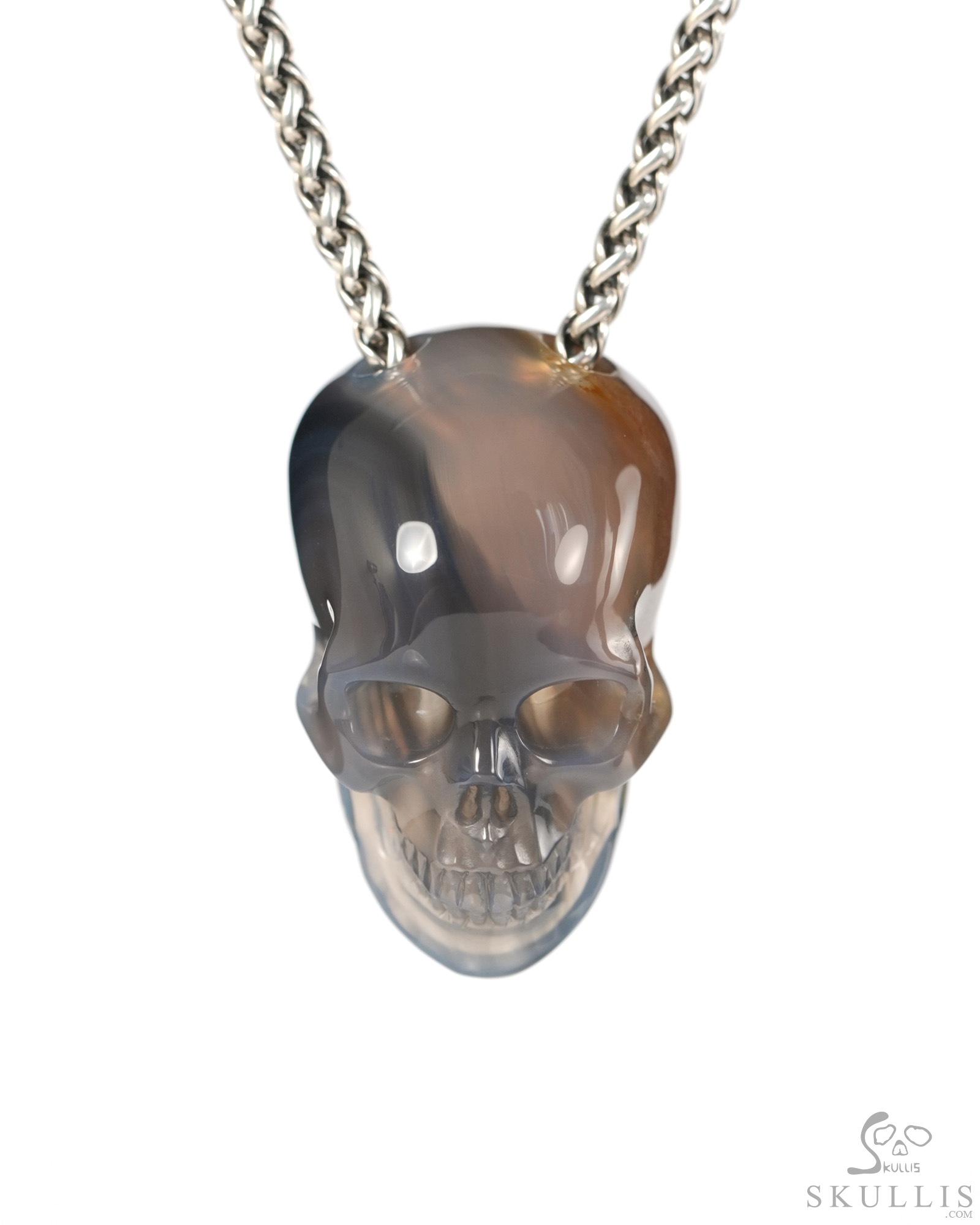 Hollow Essence - 1.4" Agate Hand Carved Crystal Skull Pendant, Crystal Healing Skull Jewelry, for Women & Men Hollow Essence - 1.4" Agate Hand Carved Crystal Skull Pendant, Crystal Healing Skull Jewelry, for Women & Men