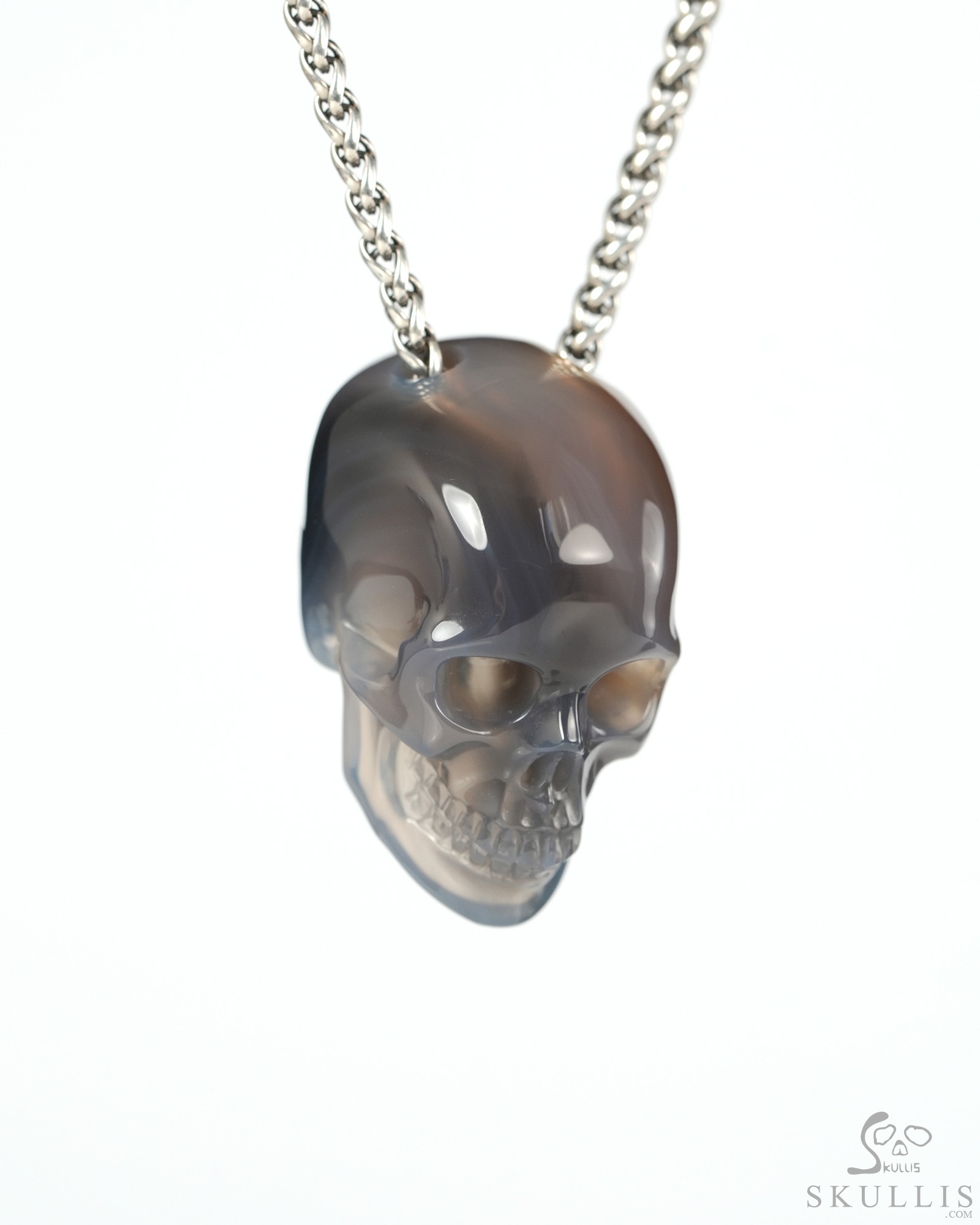 Hollow Essence - 1.4" Agate Hand Carved Crystal Skull Pendant, Crystal Healing Skull Jewelry, for Women & Men Hollow Essence - 1.4" Agate Hand Carved Crystal Skull Pendant, Crystal Healing Skull Jewelry, for Women & Men