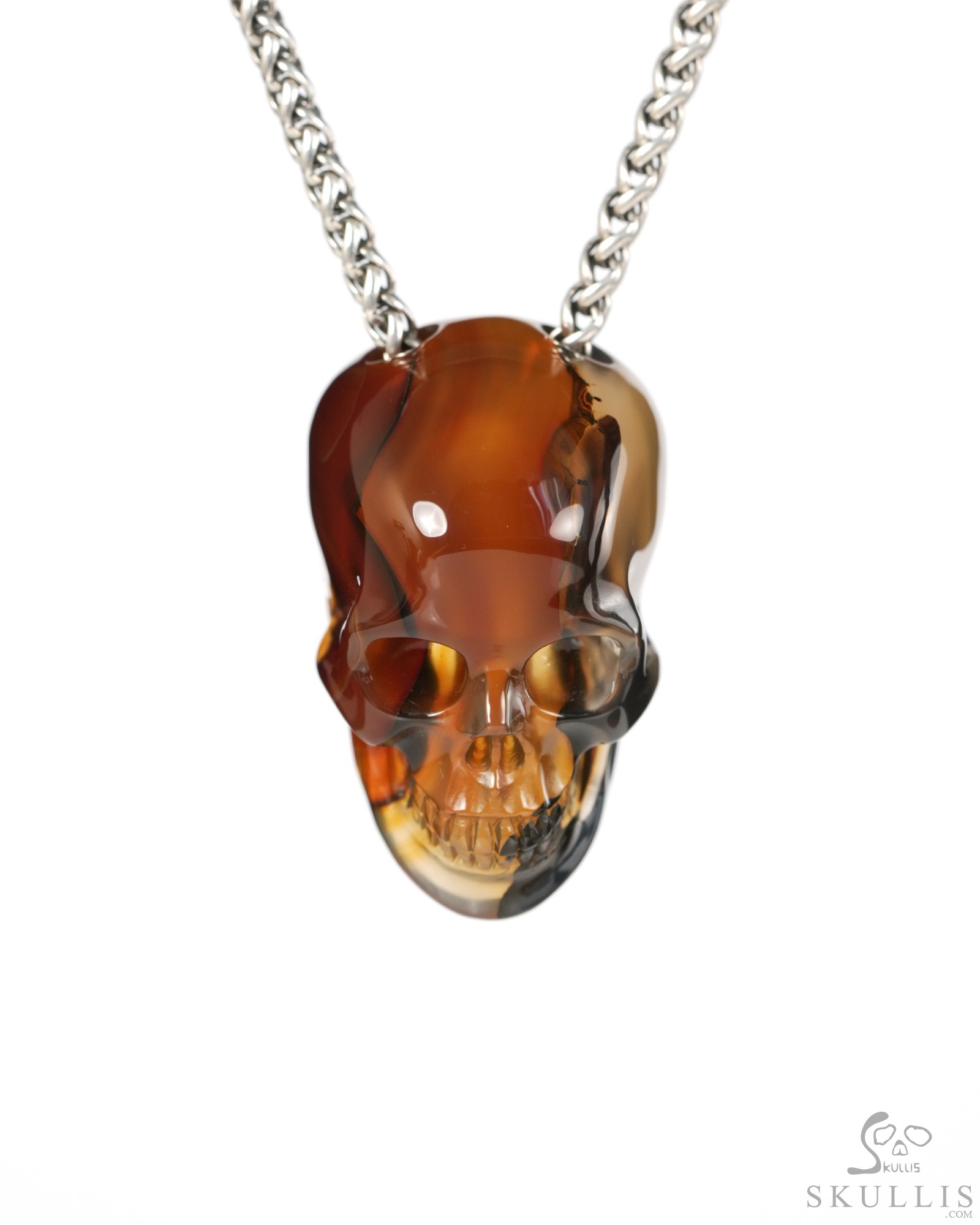 Hollow Essence - 1.4" Agate Hand Carved Crystal Skull Pendant, Crystal Healing Skull Jewelry, for Women & Men Hollow Essence - 1.4" Agate Hand Carved Crystal Skull Pendant, Crystal Healing Skull Jewelry, for Women & Men
