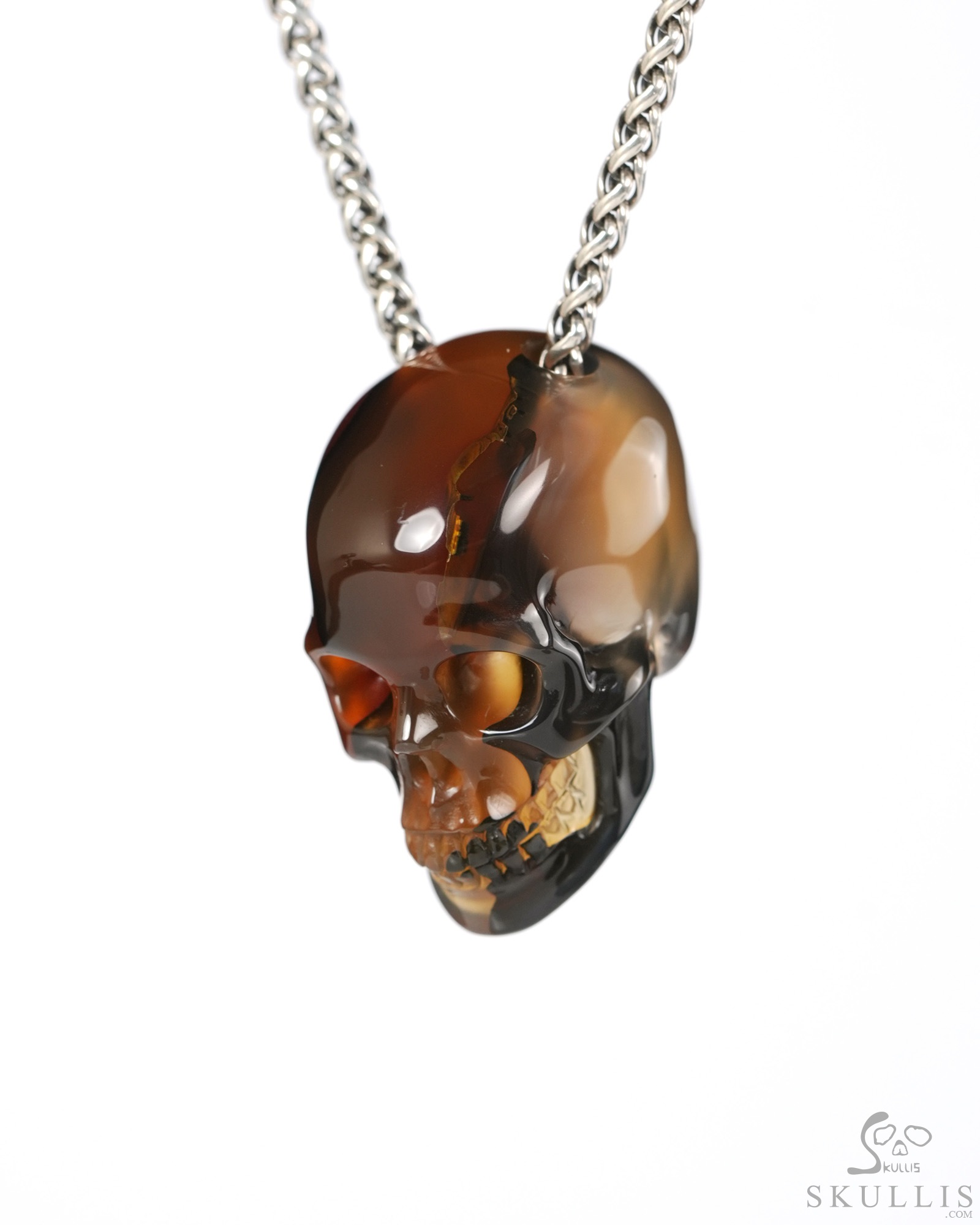 Hollow Essence - 1.4" Agate Hand Carved Crystal Skull Pendant, Crystal Healing Skull Jewelry, for Women & Men Hollow Essence - 1.4" Agate Hand Carved Crystal Skull Pendant, Crystal Healing Skull Jewelry, for Women & Men