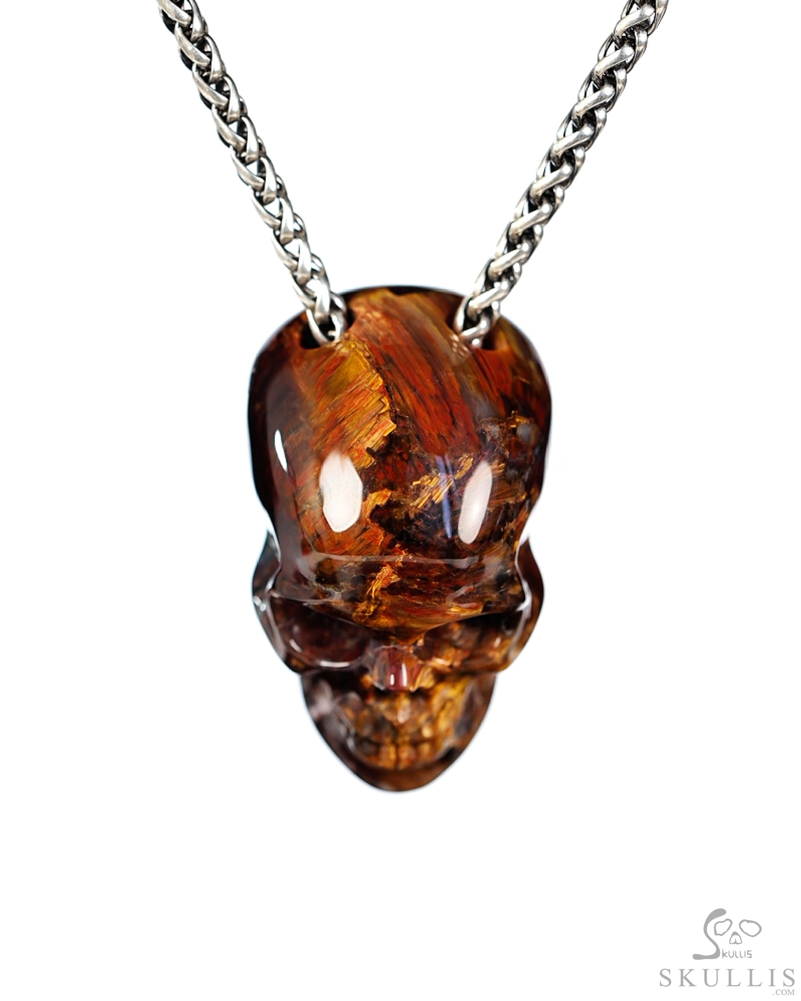 Hollow Essence - 1.4" Pietersite Hand Carved Crystal Skull Pendant, Crystal Healing Skull Jewelry, for Women & Men Hollow Essence - 1.4" Pietersite Hand Carved Crystal Skull Pendant, Crystal Healing Skull Jewelry, for Women & Men
