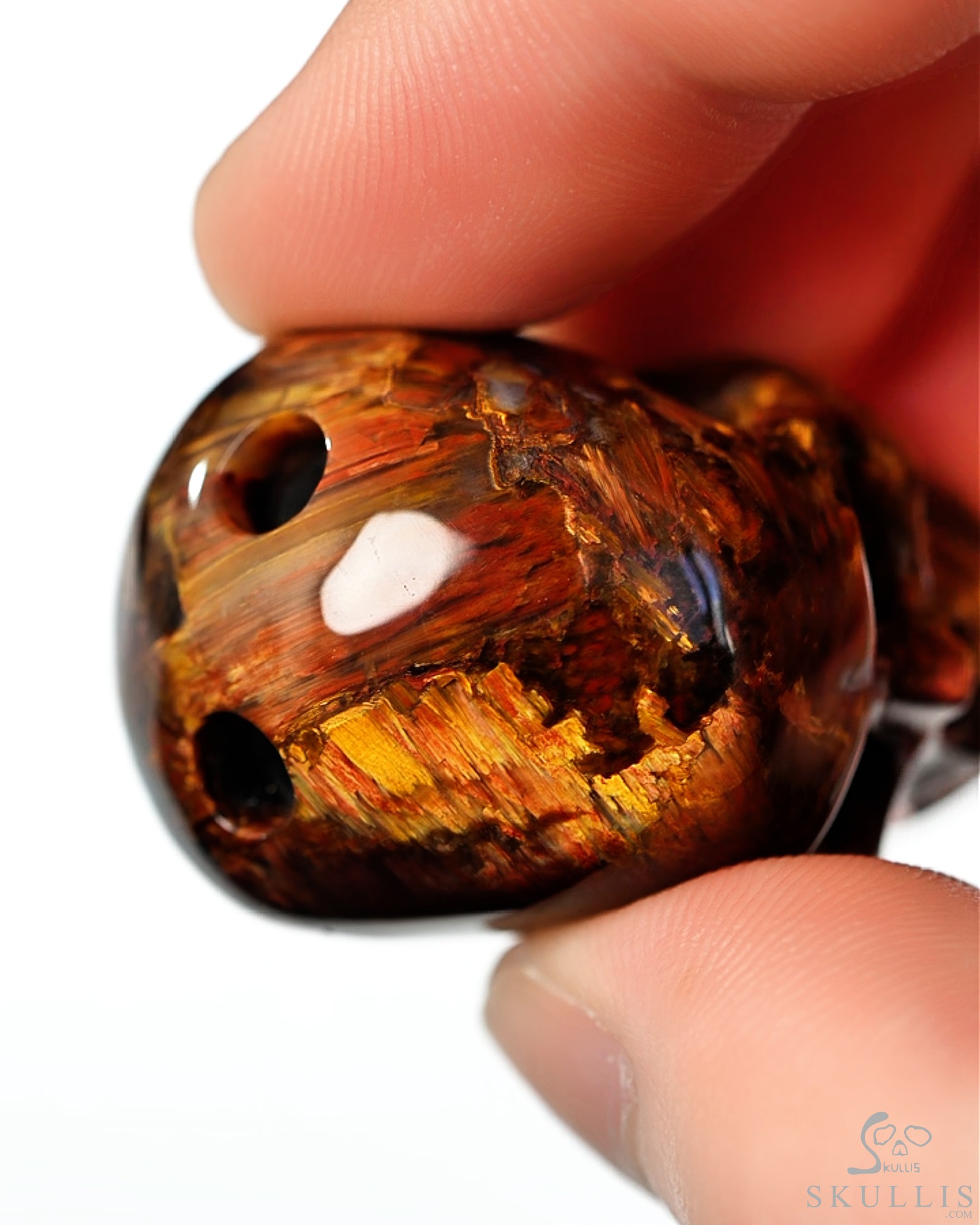 Hollow Essence - 1.4" Pietersite Hand Carved Crystal Skull Pendant, Crystal Healing Skull Jewelry, for Women & Men Hollow Essence - 1.4" Pietersite Hand Carved Crystal Skull Pendant, Crystal Healing Skull Jewelry, for Women & Men