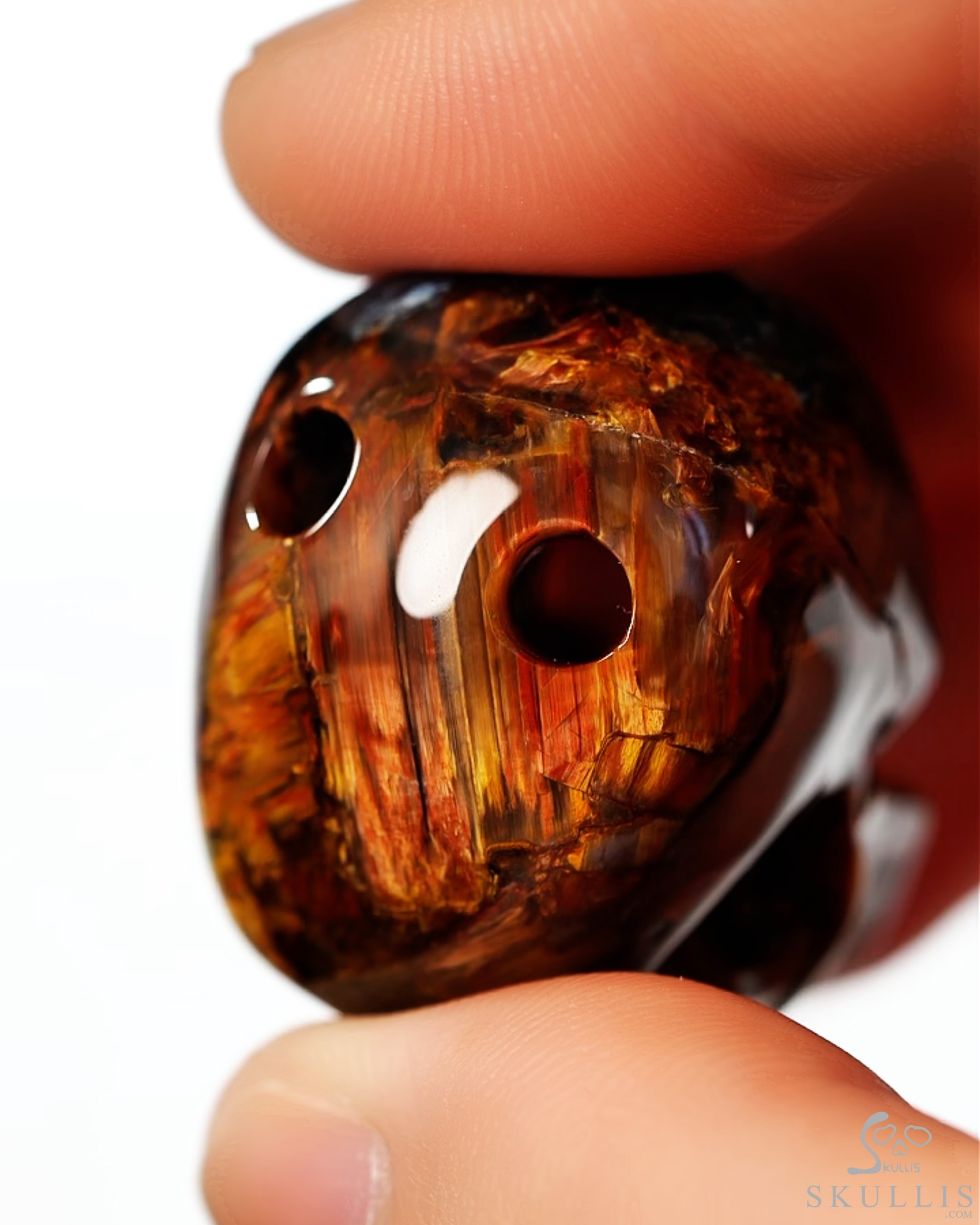 Hollow Essence - 1.4" Pietersite Hand Carved Crystal Skull Pendant, Crystal Healing Skull Jewelry, for Women & Men Hollow Essence - 1.4" Pietersite Hand Carved Crystal Skull Pendant, Crystal Healing Skull Jewelry, for Women & Men