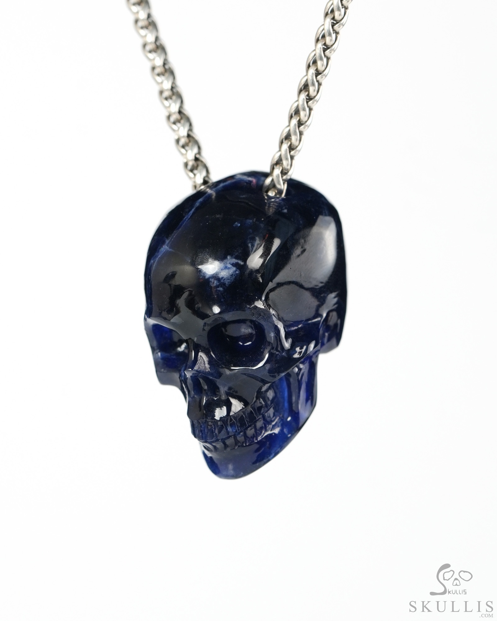 Hollow Essence - 1.4" Sodalite Hand Carved Crystal Skull Pendant, Crystal Healing Skull Jewelry, for Women & Men Hollow Essence - 1.4" Sodalite Hand Carved Crystal Skull Pendant, Crystal Healing Skull Jewelry, for Women & Men