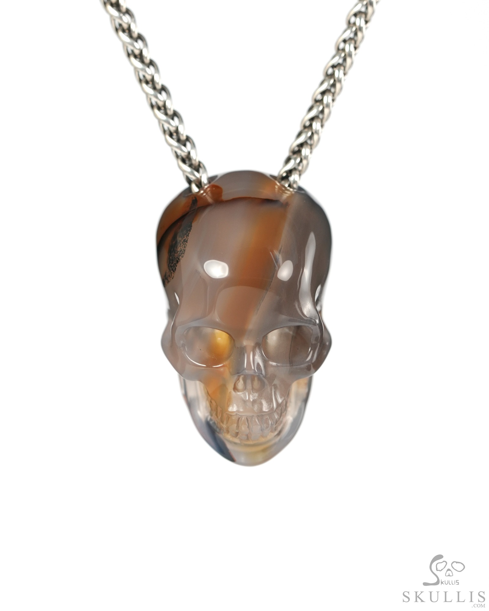 Hollow Essence - 1.2" Agate Hand Carved Crystal Skull Pendant, Crystal Healing Skull Jewelry, for Women & Men Hollow Essence - 1.2" Agate Hand Carved Crystal Skull Pendant, Crystal Healing Skull Jewelry, for Women & Men