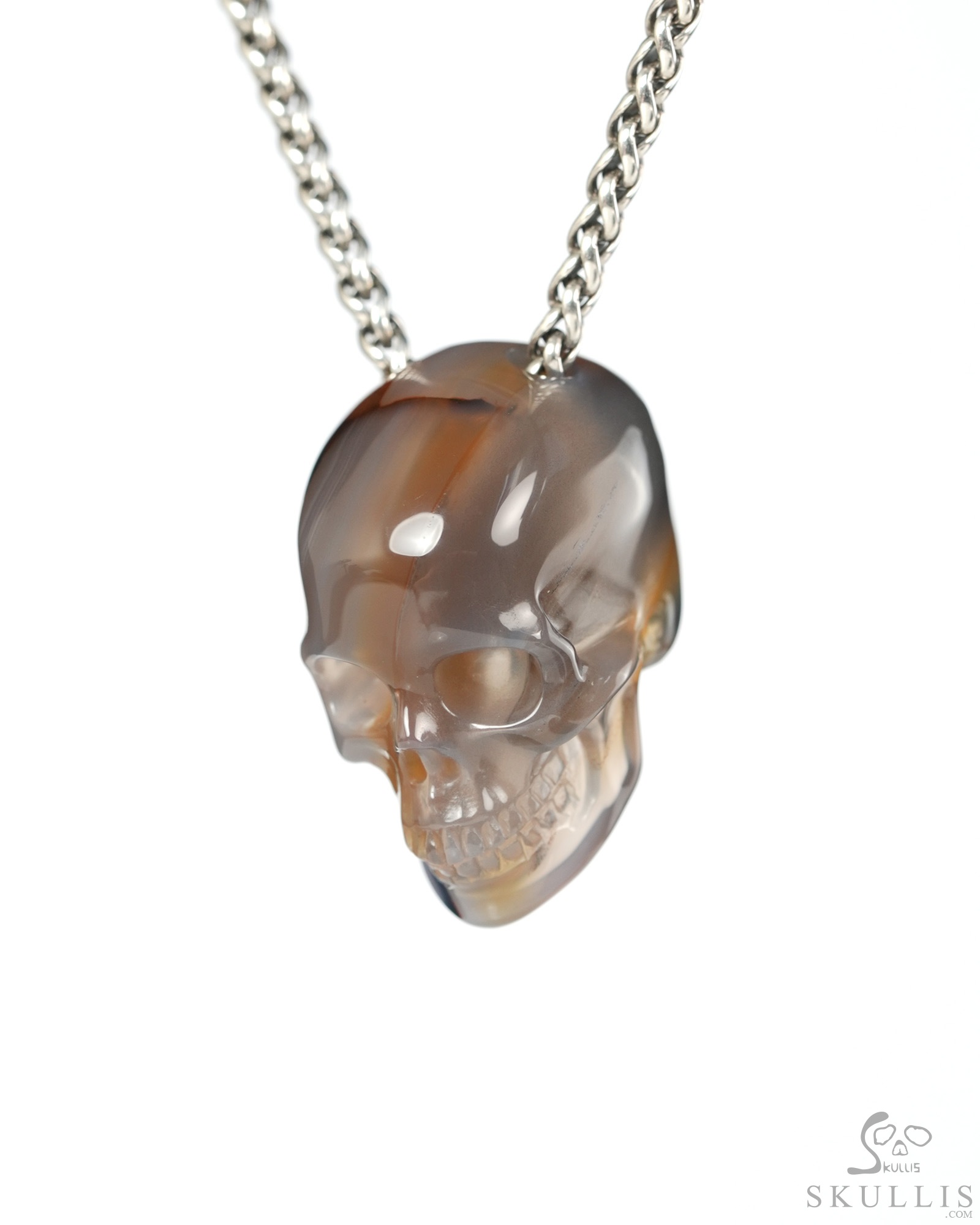 Hollow Essence - 1.2" Agate Hand Carved Crystal Skull Pendant, Crystal Healing Skull Jewelry, for Women & Men Hollow Essence - 1.2" Agate Hand Carved Crystal Skull Pendant, Crystal Healing Skull Jewelry, for Women & Men