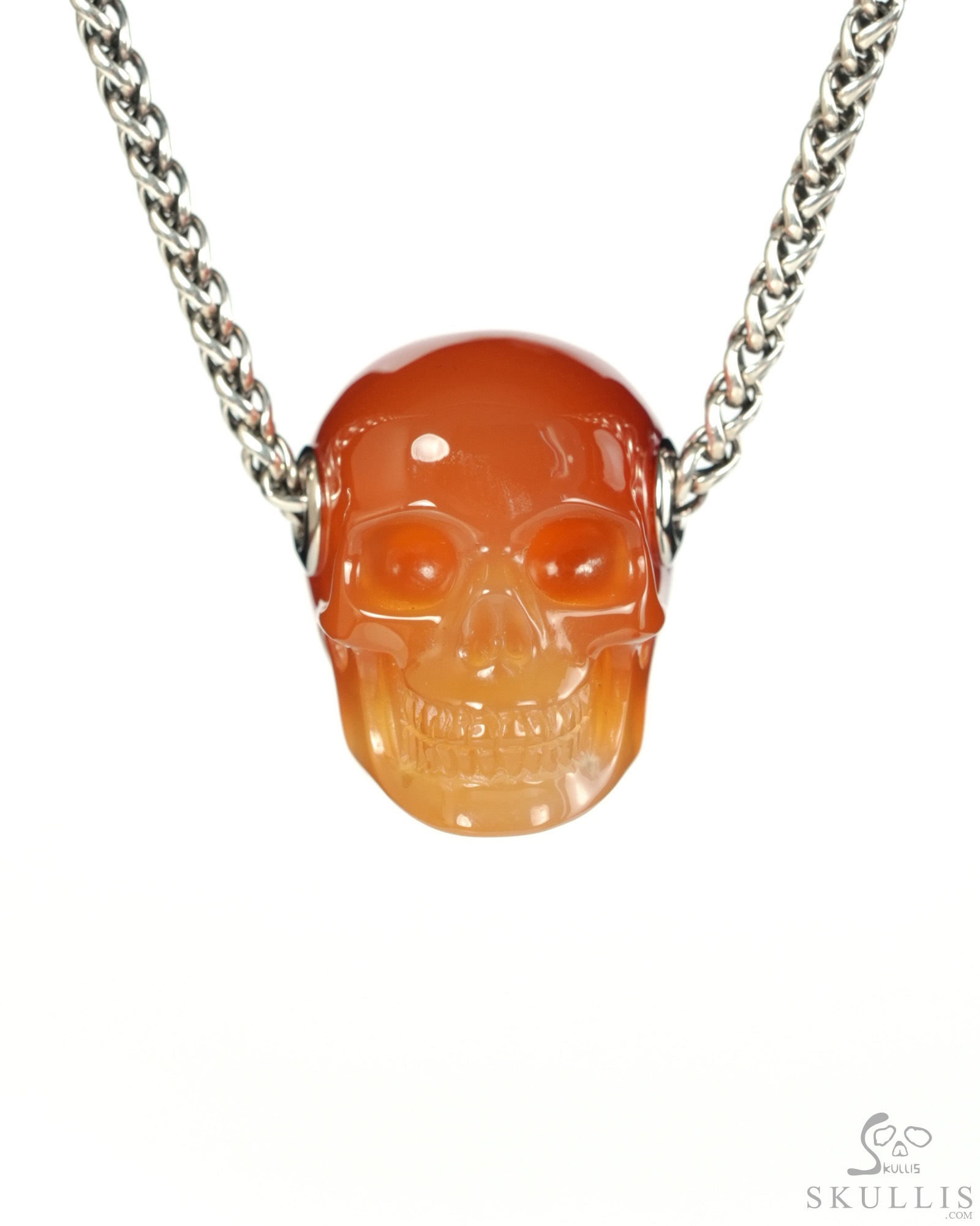 Skullis Signature 1.2" Carnelian Hand Carved Crystal Skull Pendant, Crystal Healing Skull Jewelry, for Women & Men Skullis Signature 1.2" Carnelian Hand Carved Crystal Skull Pendant, Crystal Healing Skull Jewelry, for Women & Men