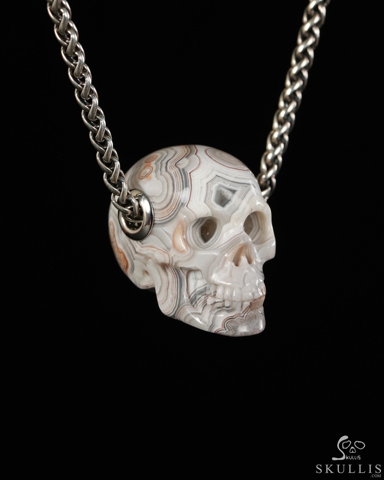 Skullis Signature 1.2" Red Crazy Lace Agate Hand Carved Crystal Skull Pendant, Crystal Healing Skull Jewelry, for Women & Men Skullis Signature 1.2" Red Crazy Lace Agate Hand Carved Crystal Skull Pendant, Crystal Healing Skull Jewelry, for Women & Men