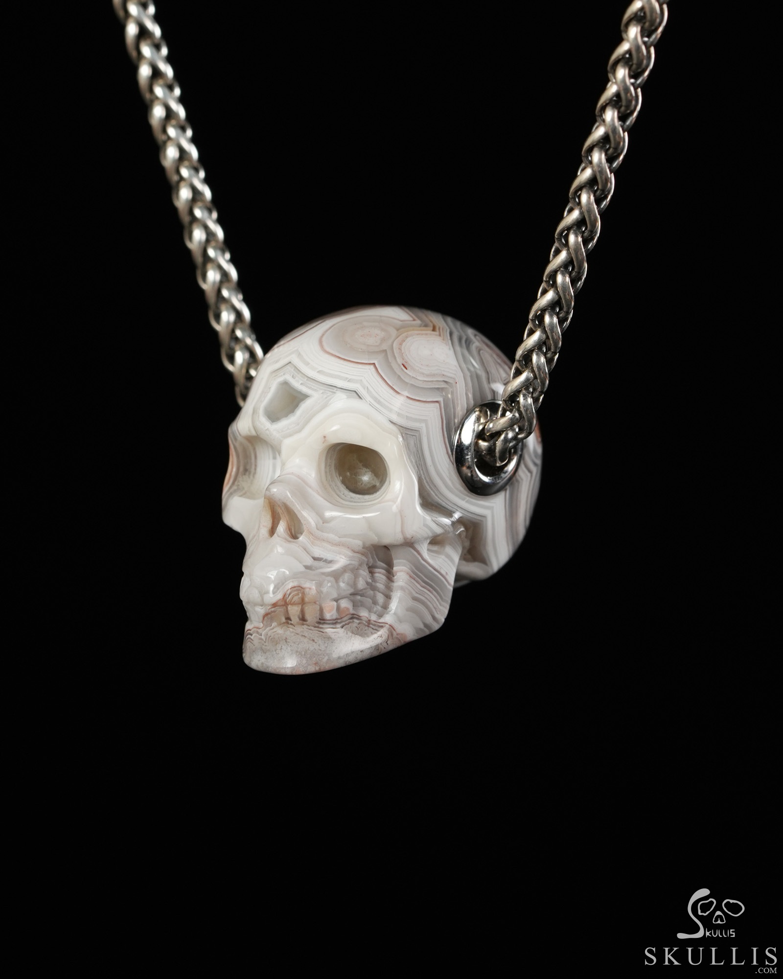 Skullis Signature 1.2" Red Crazy Lace Agate Hand Carved Crystal Skull Pendant, Crystal Healing Skull Jewelry, for Women & Men Skullis Signature 1.2" Red Crazy Lace Agate Hand Carved Crystal Skull Pendant, Crystal Healing Skull Jewelry, for Women & Men
