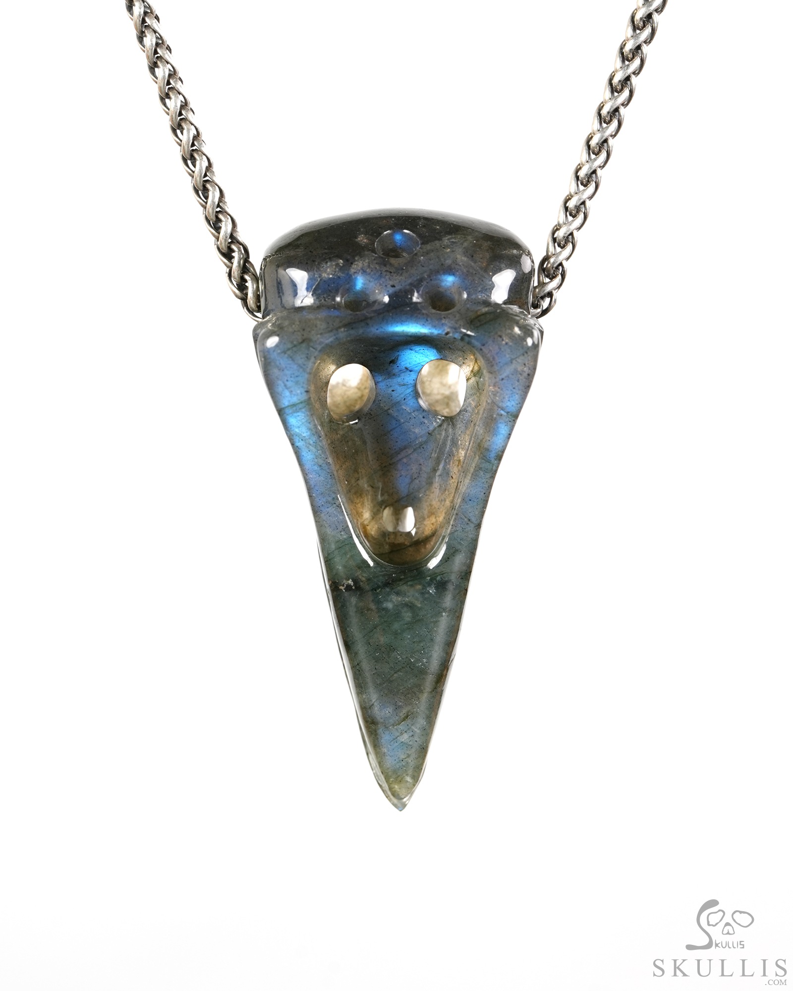 Night Pathfinder - 2.2" Labradorite Hand Carved Crystal Skull Pendant, Crystal Healing Skull Jewelry, for Women & Men Night Pathfinder - 2.2" Labradorite Hand Carved Crystal Skull Pendant, Crystal Healing Skull Jewelry, for Women & Men