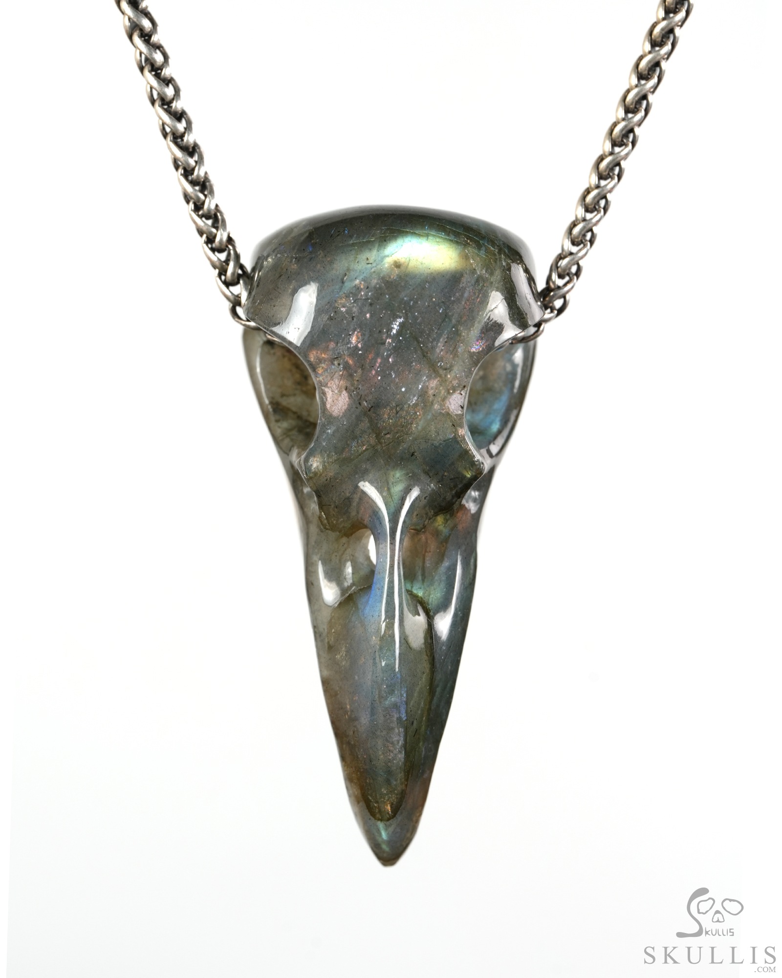 Night Pathfinder - 2.2" Labradorite Hand Carved Crystal Skull Pendant, Crystal Healing Skull Jewelry, for Women & Men Night Pathfinder - 2.2" Labradorite Hand Carved Crystal Skull Pendant, Crystal Healing Skull Jewelry, for Women & Men