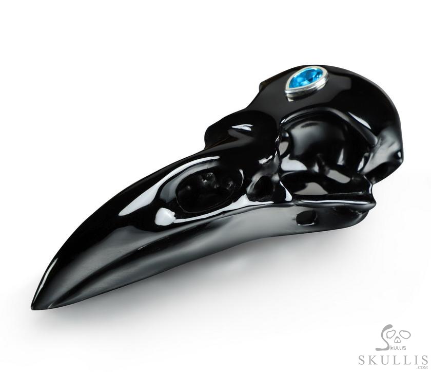 Night Pathfinder - Black Obsidian Hand Carved Crystal Raven Skull Pendant with Garnet, Crystal Healing Skull Jewelry, for Women & Men Night Pathfinder - Black Obsidian Hand Carved Crystal Raven Skull Pendant with Garnet, Crystal Healing Skull Jewelry, for Women & Men