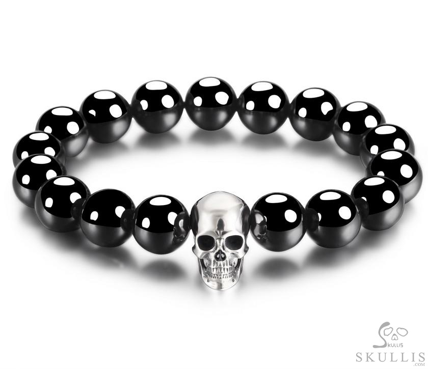 The Harmonious Pulse - 925 Sterling Silver Hand Carved Skull & Black obsidian Bracelet, Crystal Healing Skull Jewelry, for Women & Men The Harmonious Pulse - 925 Sterling Silver Hand Carved Skull & Black obsidian Bracelet, Crystal Healing Skull Jewelry, for Women & Men