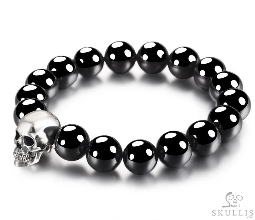 The Harmonious Pulse - 925 Sterling Silver Hand Carved Skull & Black obsidian Bracelet, Crystal Healing Skull Jewelry, for Women & Men The Harmonious Pulse - 925 Sterling Silver Hand Carved Skull & Black obsidian Bracelet, Crystal Healing Skull Jewelry, for Women & Men
