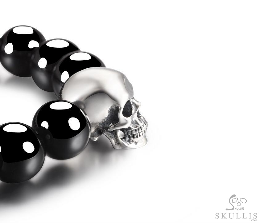 The Harmonious Pulse - 925 Sterling Silver Hand Carved Skull & Black obsidian Bracelet, Crystal Healing Skull Jewelry, for Women & Men The Harmonious Pulse - 925 Sterling Silver Hand Carved Skull & Black obsidian Bracelet, Crystal Healing Skull Jewelry, for Women & Men