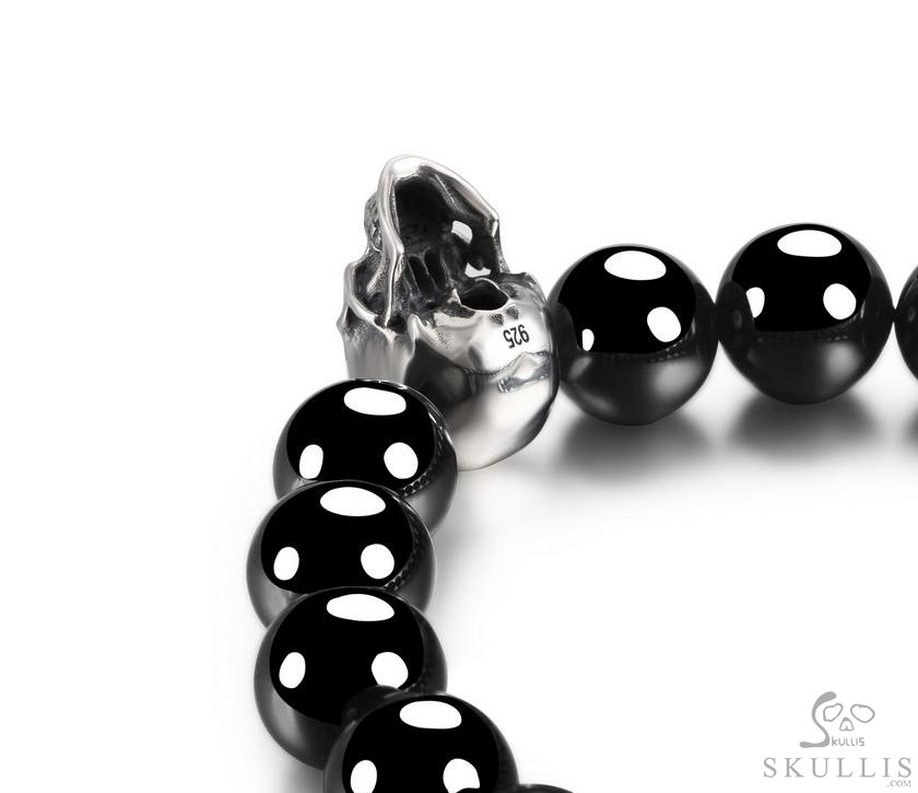 The Harmonious Pulse - 925 Sterling Silver Hand Carved Skull & Black obsidian Bracelet, Crystal Healing Skull Jewelry, for Women & Men The Harmonious Pulse - 925 Sterling Silver Hand Carved Skull & Black obsidian Bracelet, Crystal Healing Skull Jewelry, for Women & Men