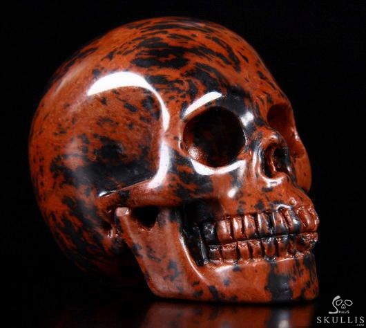2.0" Mahogany Obsidian Carved Crystal Skull, Realistic 2.0" Mahogany Obsidian Carved Crystal Skull, Realistic