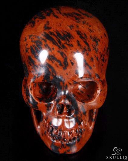 2.0" Mahogany Obsidian Carved Crystal Skull, Realistic 2.0" Mahogany Obsidian Carved Crystal Skull, Realistic