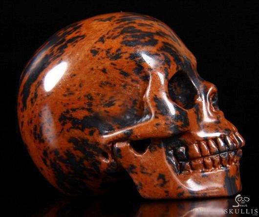 2.0" Mahogany Obsidian Carved Crystal Skull, Realistic 2.0" Mahogany Obsidian Carved Crystal Skull, Realistic